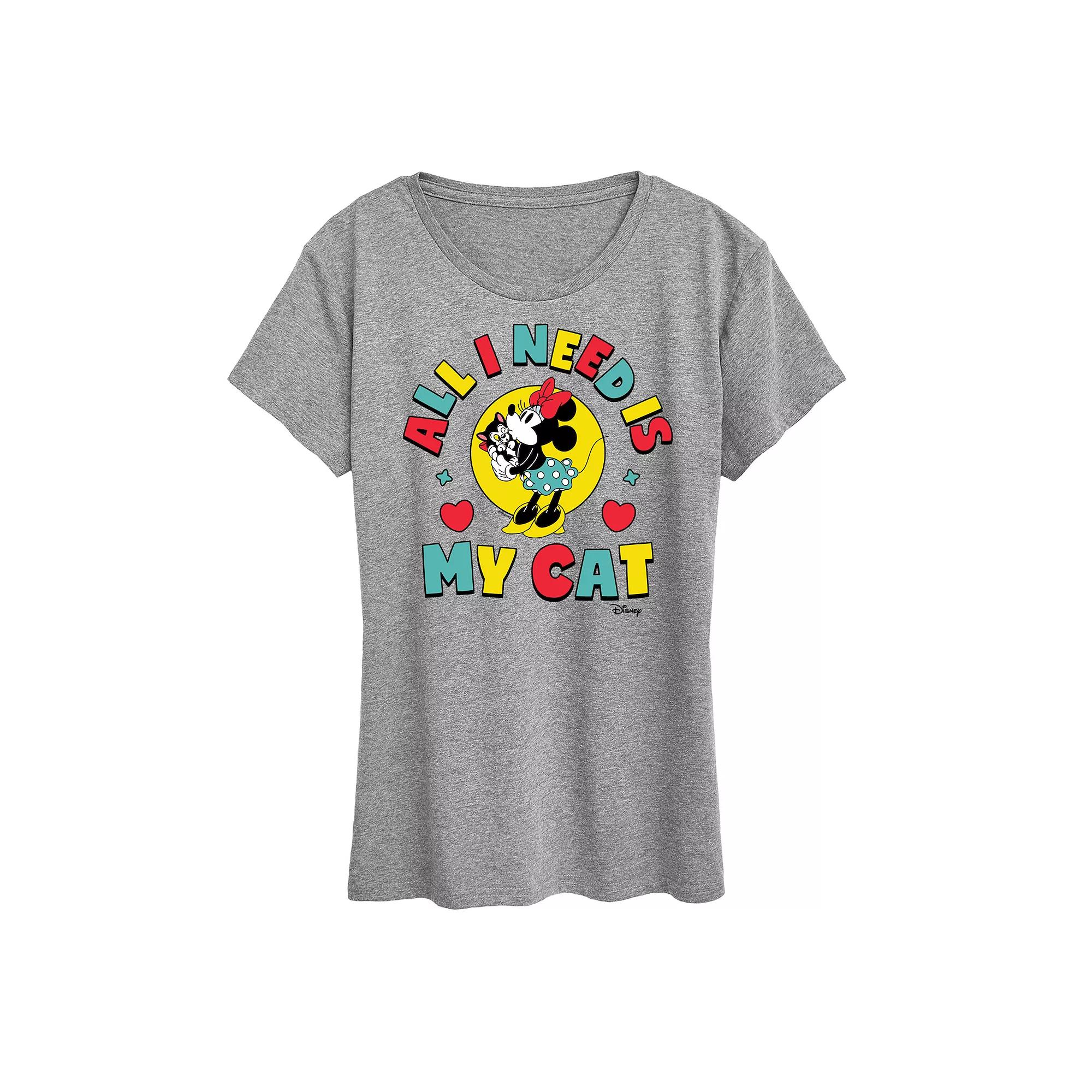 Disney's Minnie Mouse & Figaro Plus All I Need Is My Cat Graphic Tee, Women's,  Product Image