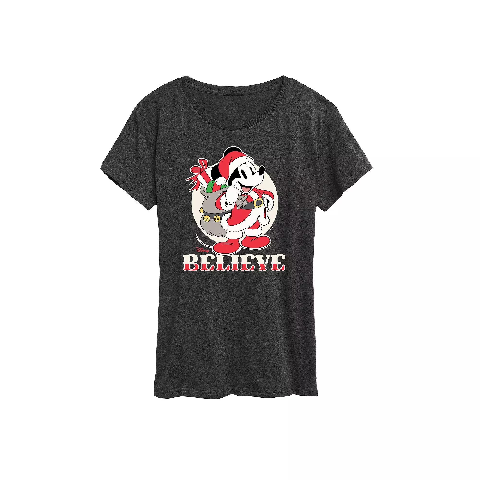 Disney's Mickey Mouse Women's Believe Holiday Graphic Tee, Girl's,  Product Image