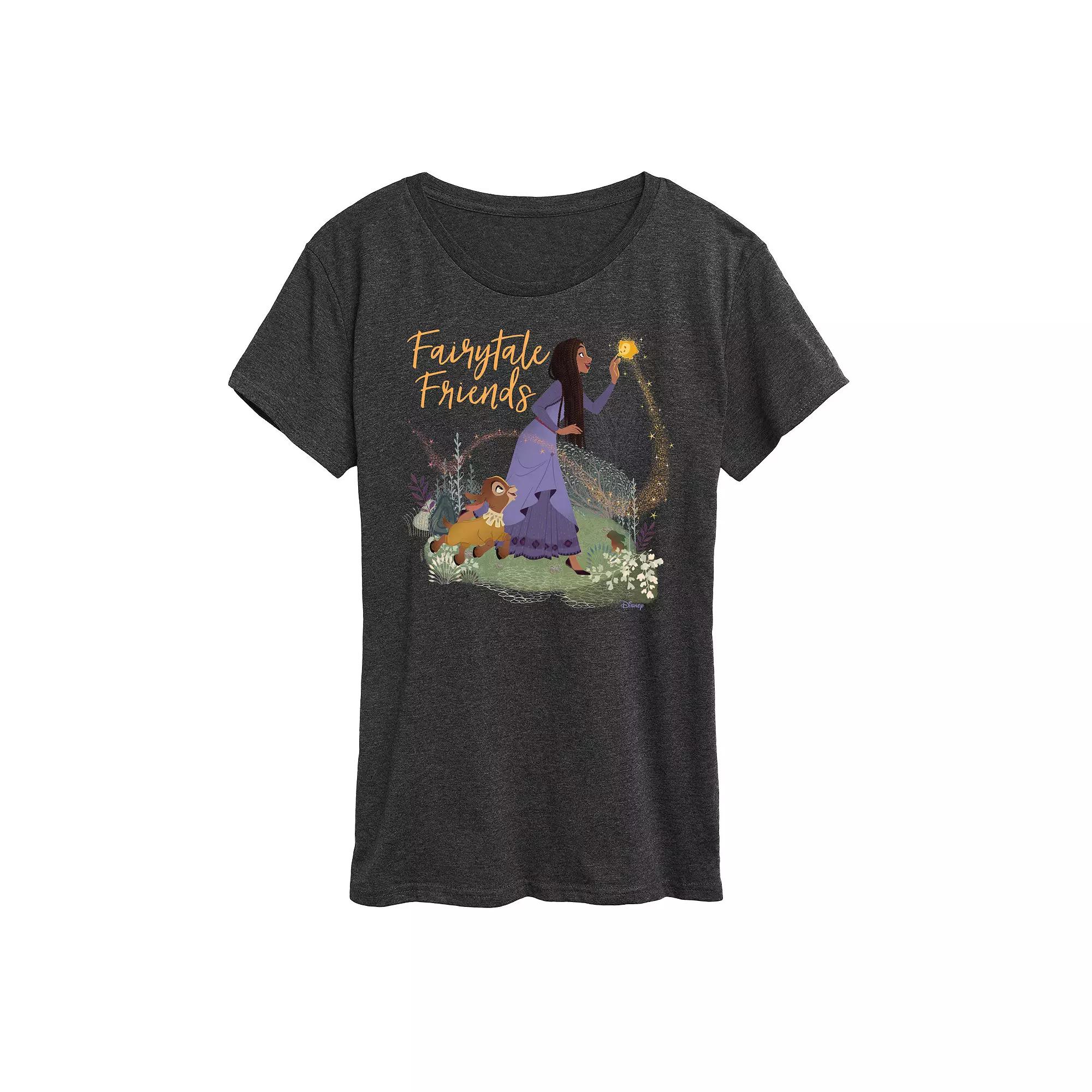 Disney's Wish Asha, Valentino, and Star Women's Fairytale Friends Graphic Tee, Girl's,  Product Image
