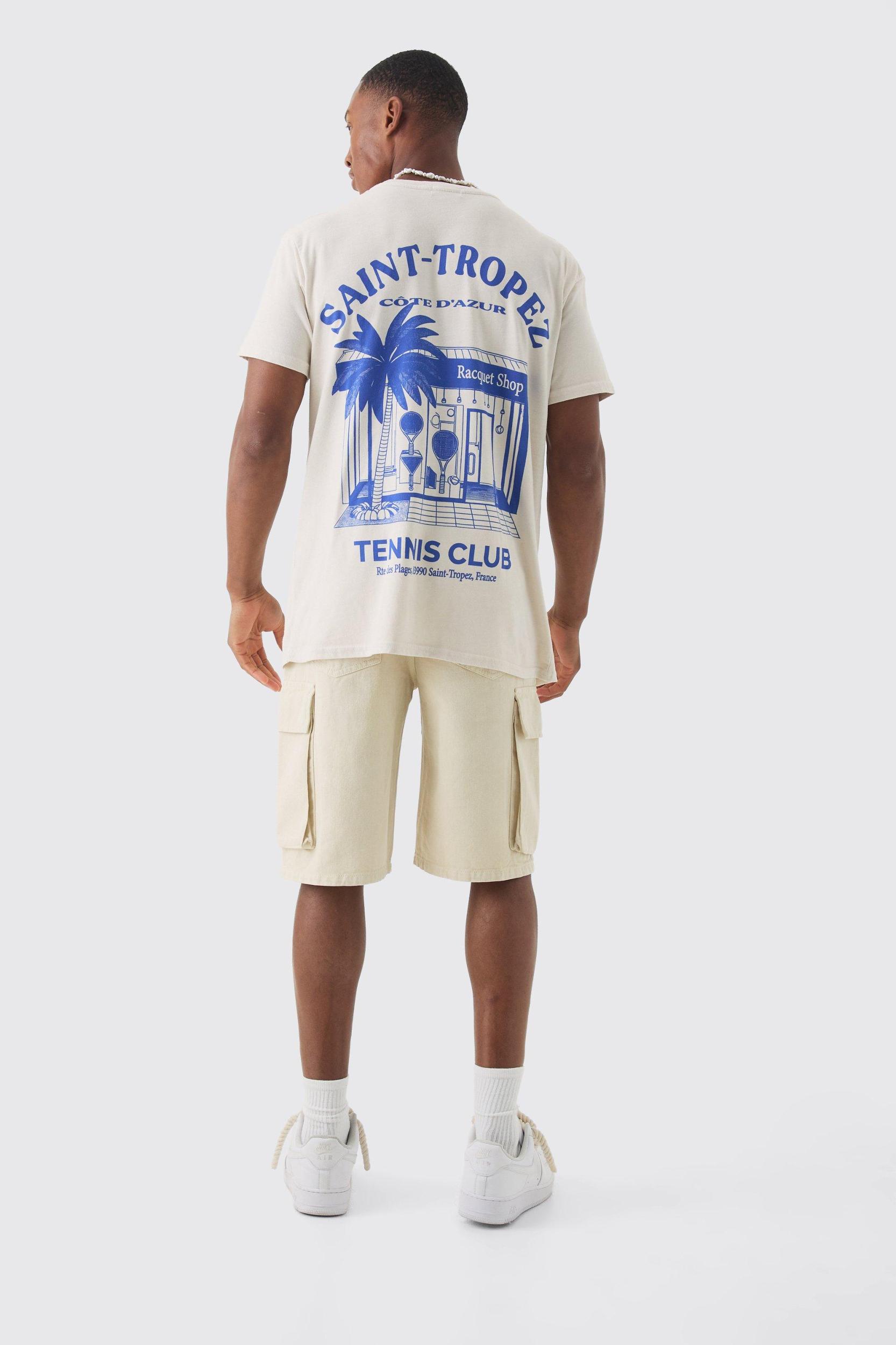 Oversized Saint Tropez Print T-shirt | boohooMAN USA Product Image