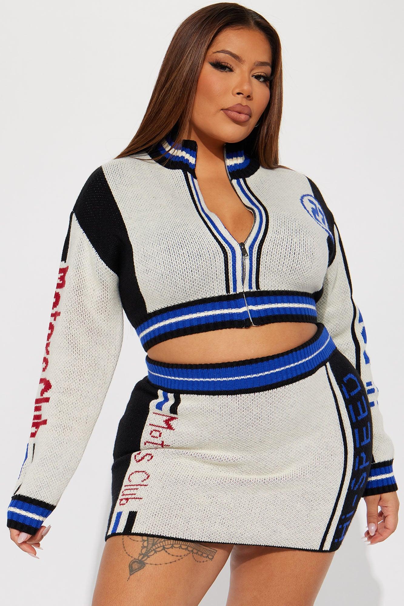 Hi Speed Sweater Skirt Set - Blue/combo Female Product Image