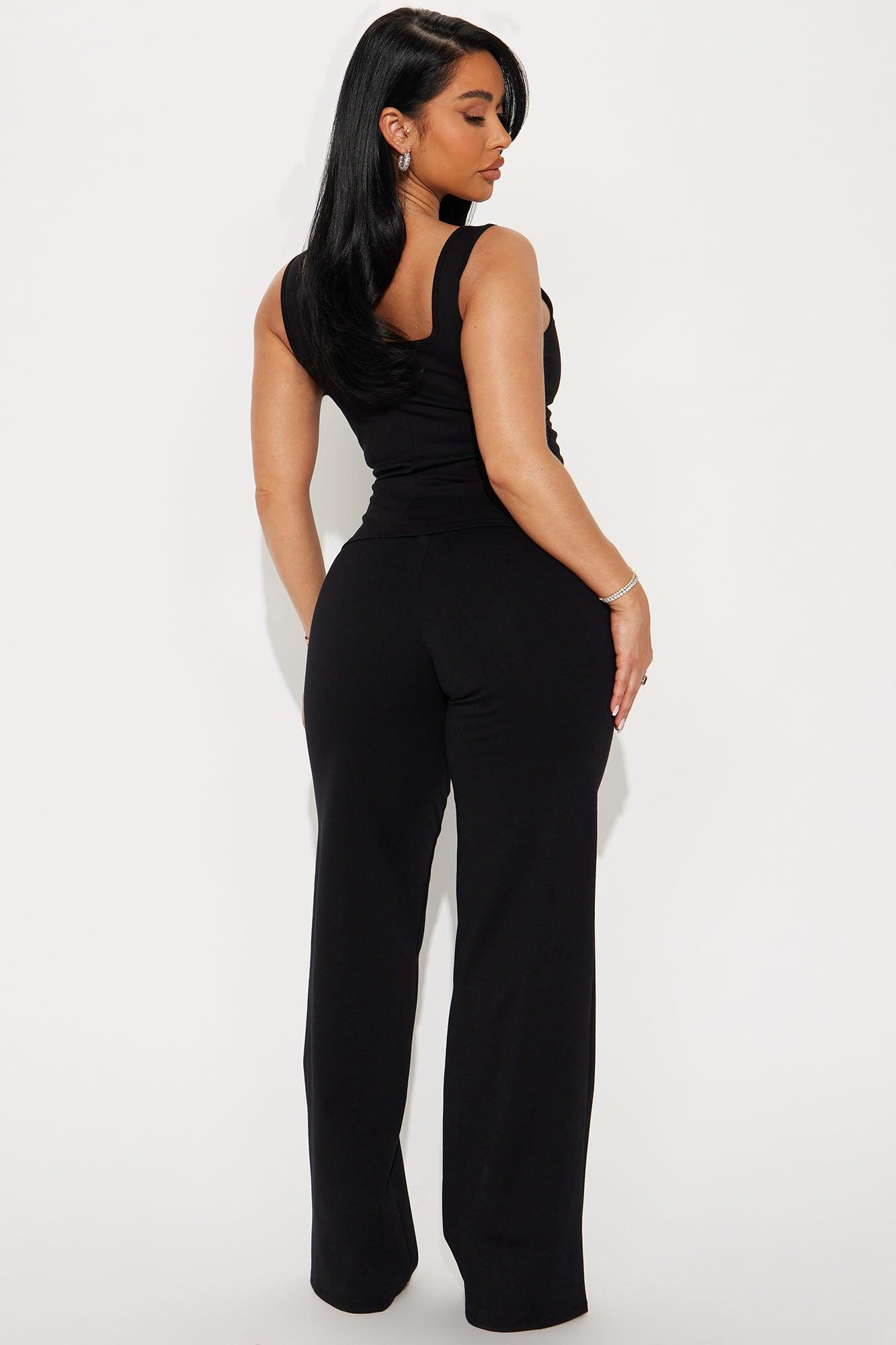 Lexi Square Neck Vest Pant Set - Black Product Image