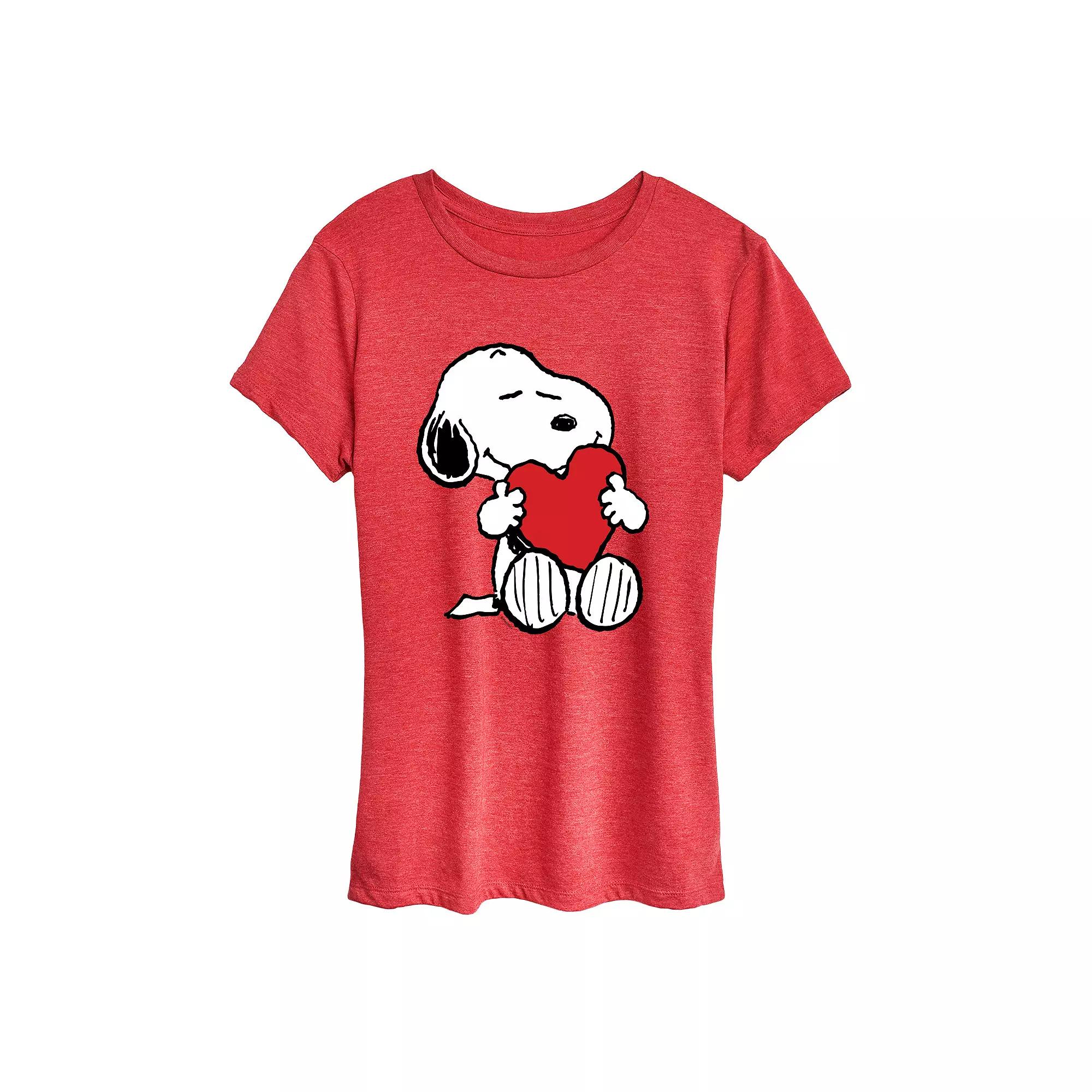 Women's Peanuts Snoopy Valentine's Hugging Heart Graphic Tee,  Product Image