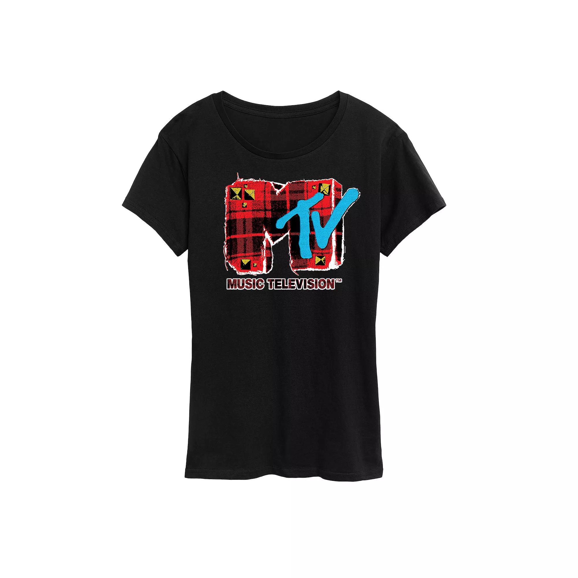 Women's MTV Grunge Plaid Graphic Tee,  Product Image