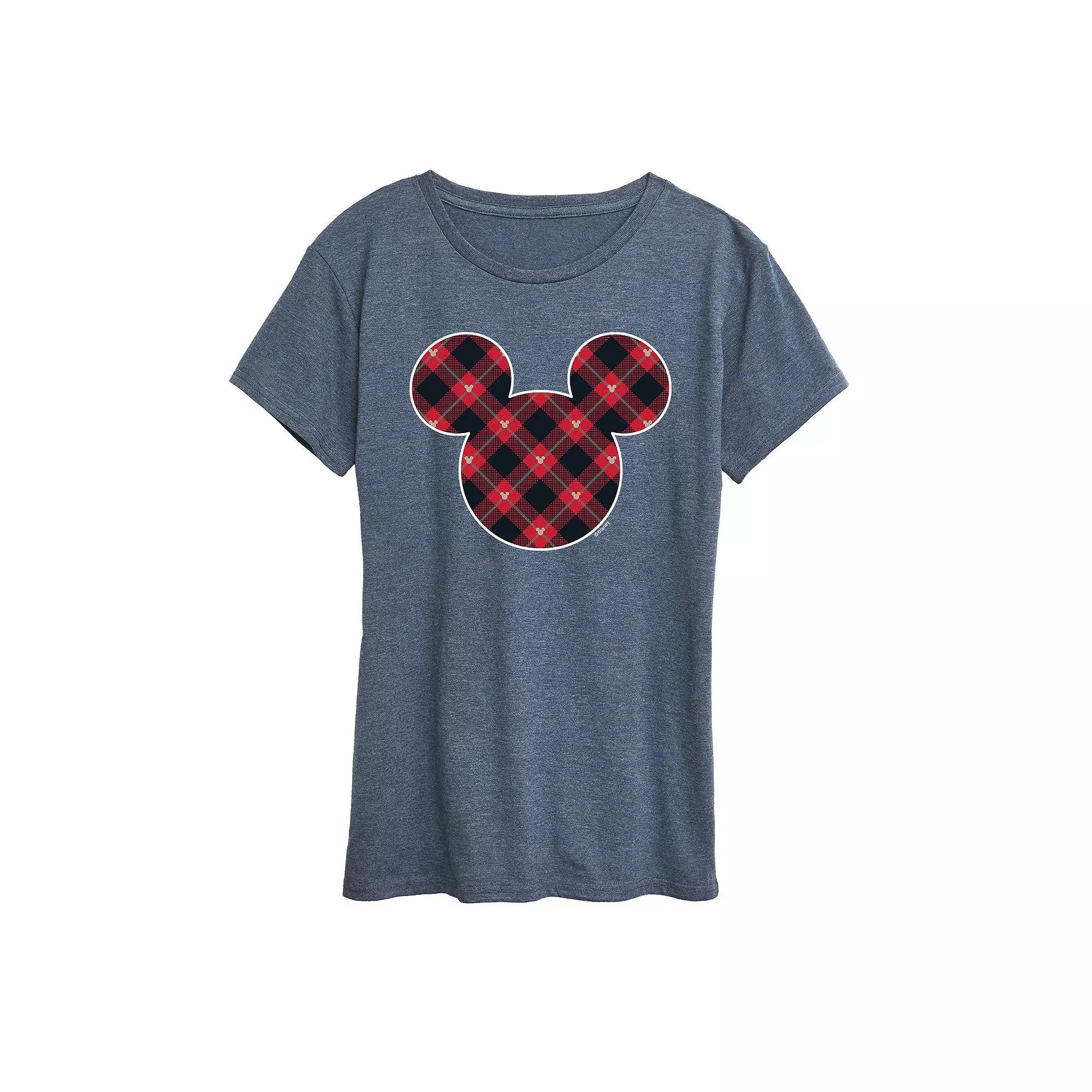 Disney's Mickey Mouse Women's Plaid Silhouette Graphic Tee, Girl's,  Product Image