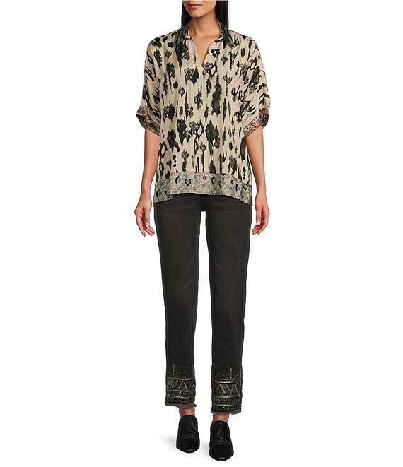 John Mark Stretch Embroidered Straight Ankle Jean Product Image