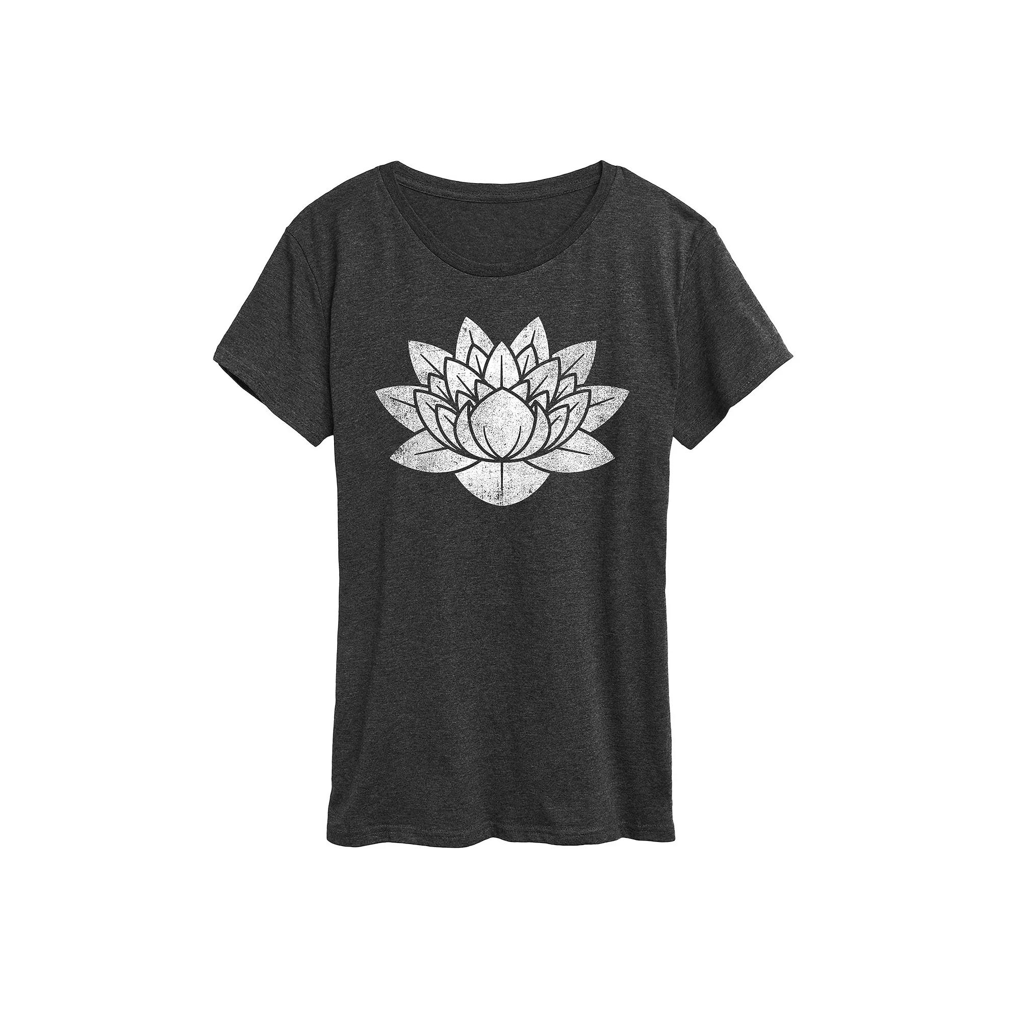 Women's Lotus Flower Distressed Graphic Tee,  Product Image