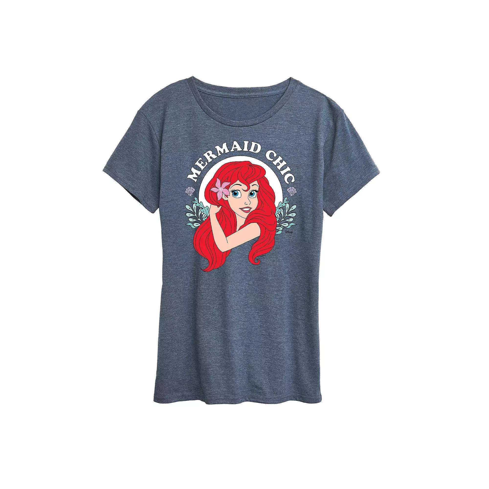 Disney Princess Ariel Women's Mermaid Chic Graphic Tee, Girl's,  Product Image