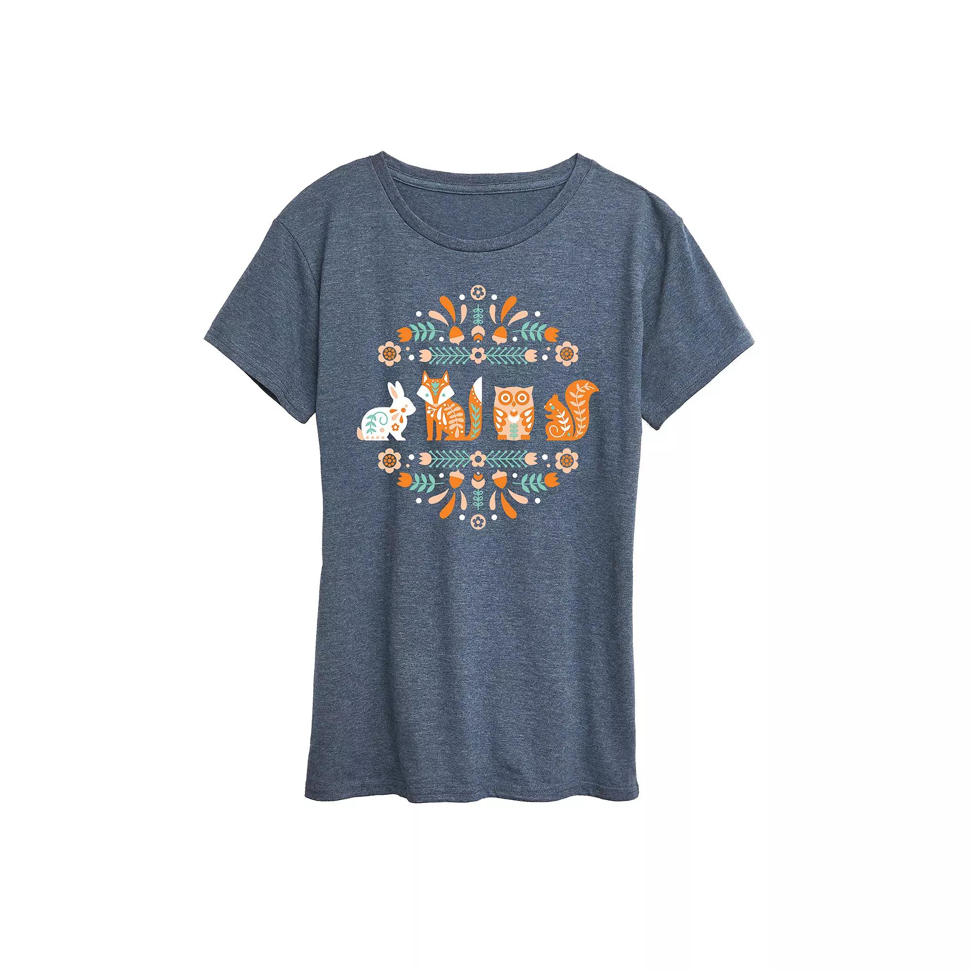 Women's Scandinavian Woodland Creatures Graphic Tee,  Product Image