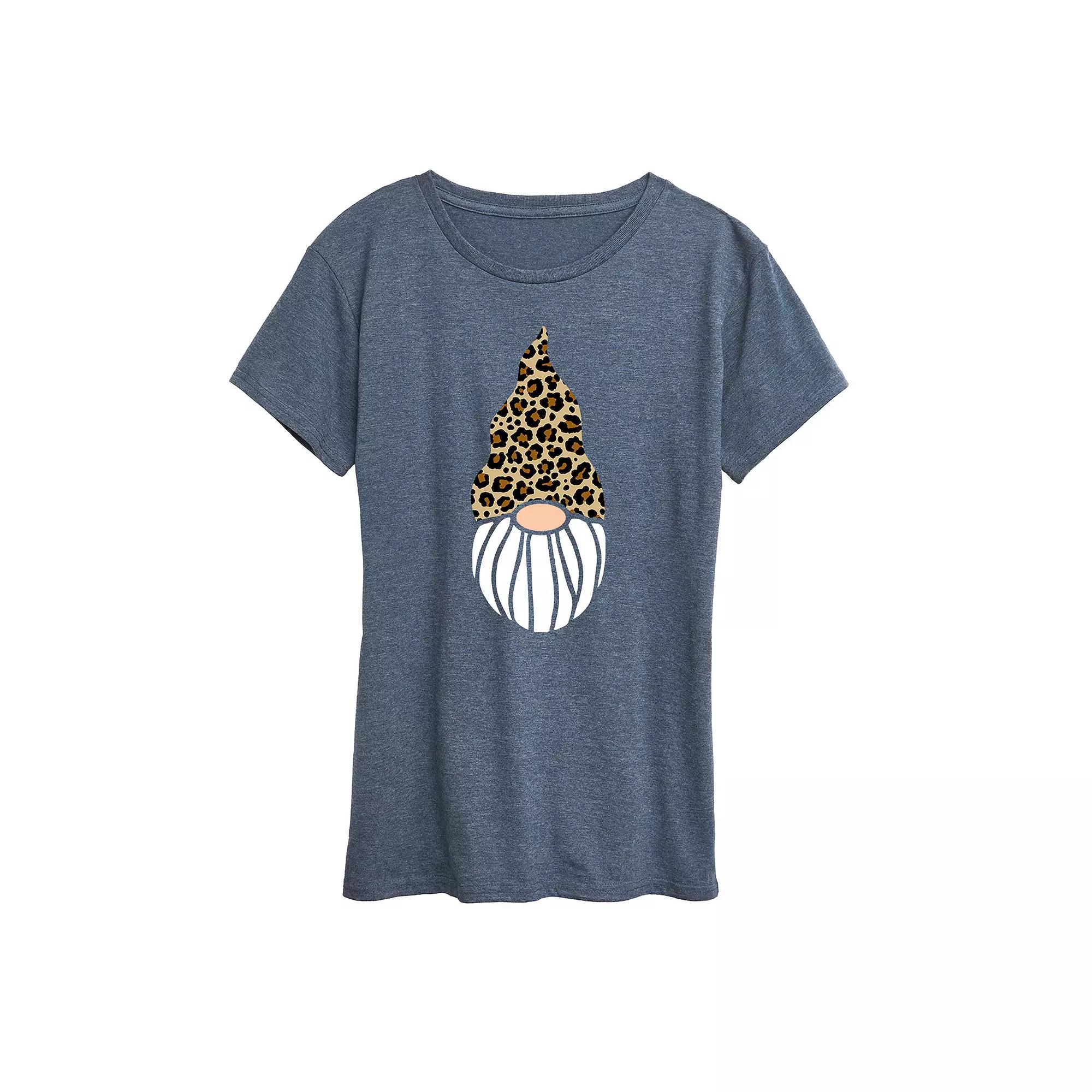 Women's Leopard Print Gnome Graphic Tee,  Product Image