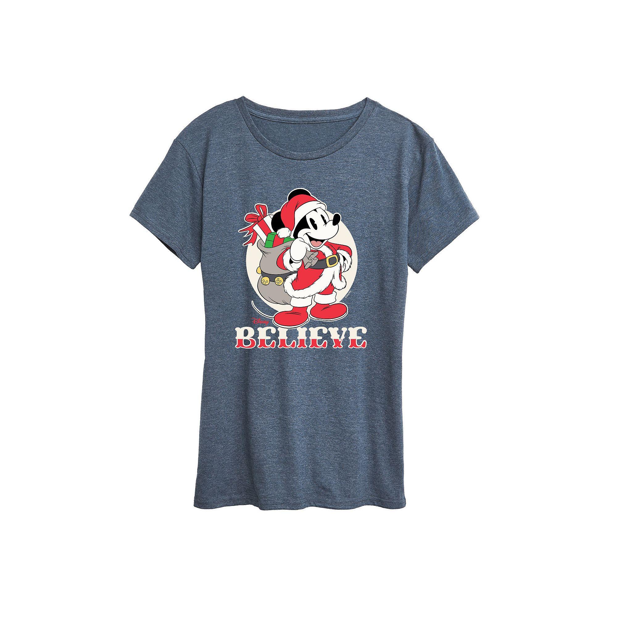 Disney's Mickey Mouse Women's Believe Holiday Graphic Tee, Girl's,  Product Image