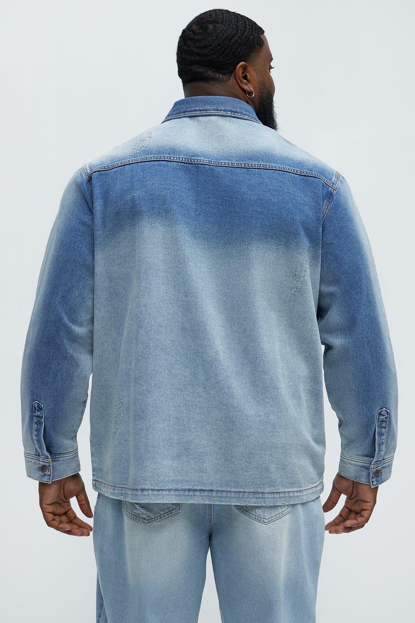 Sun Faded Denim Work Shirt - Light Wash Product Image