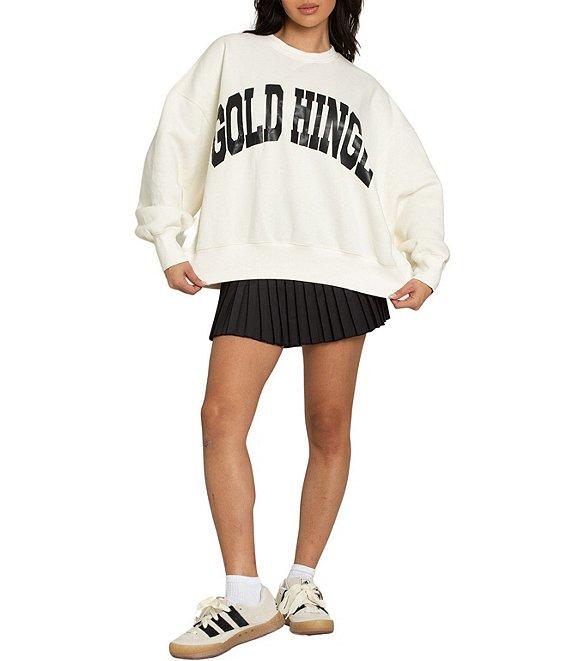 GOLD HINGE Coordinating Wide Arm Crew Neck Long Sleeve Logo Sweatshirt Product Image