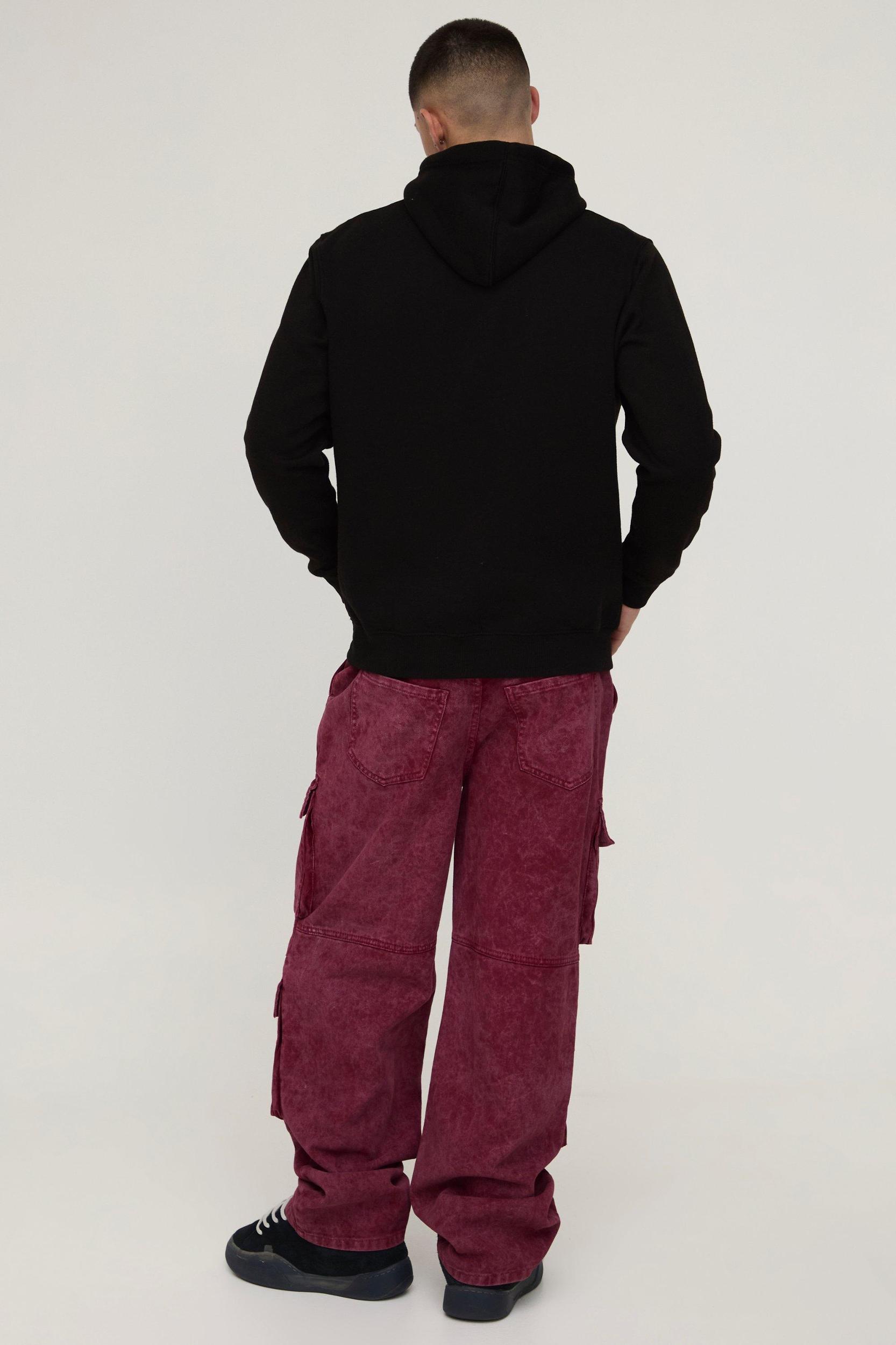 Relaxed Rigid Acid Washed Multi Pocket Cargo Denim Jeans | boohooMAN USA Product Image