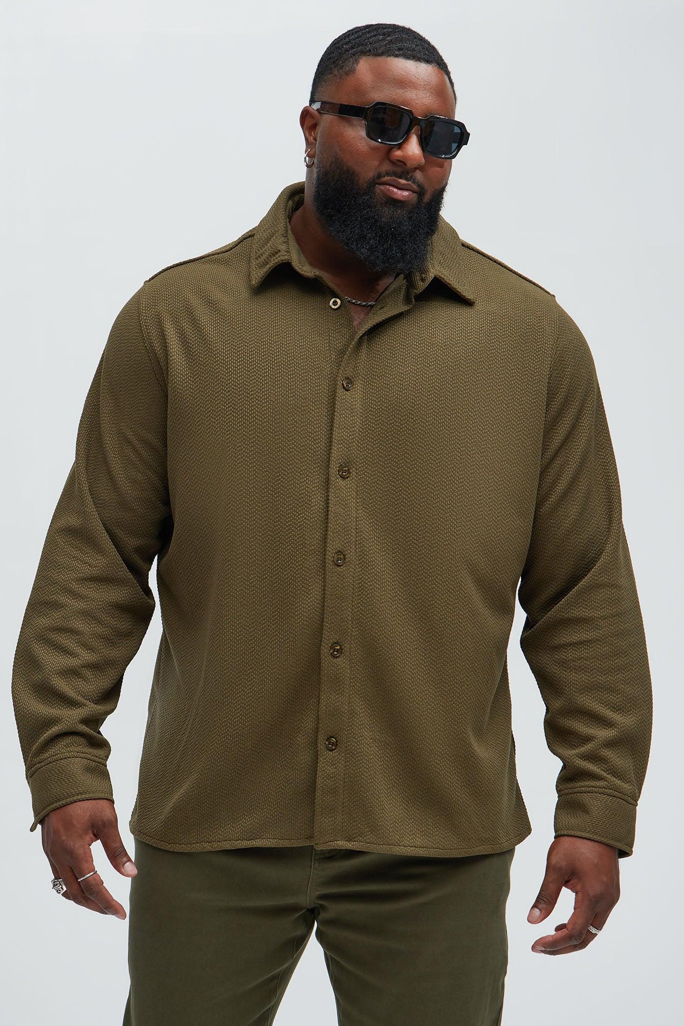 Find Here Textured Shirt - Olive Product Image