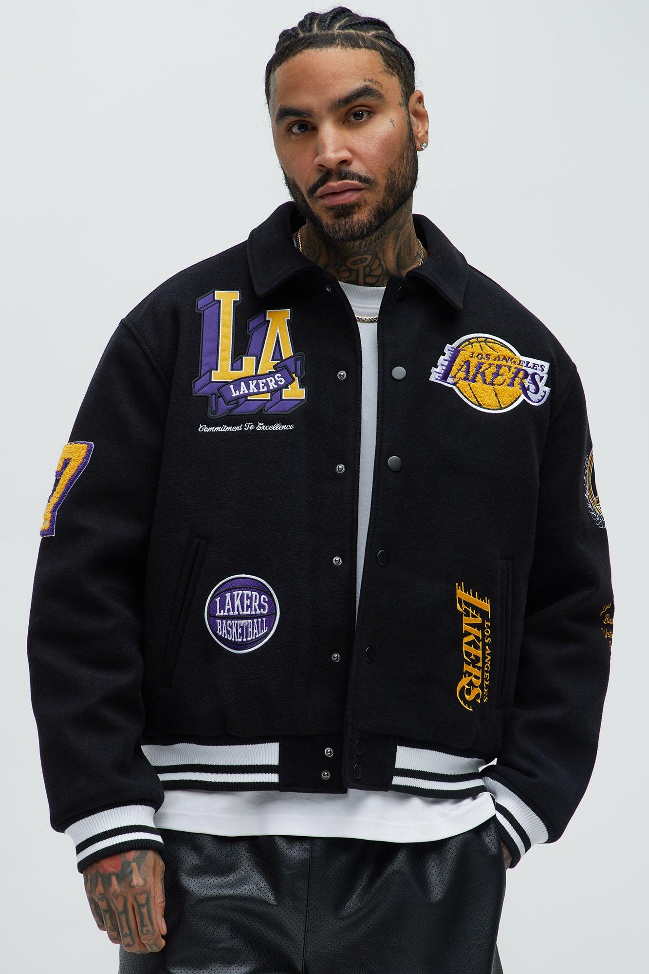Lakers Ring Leader Varsity Jacket - Black/Yellow Male Product Image