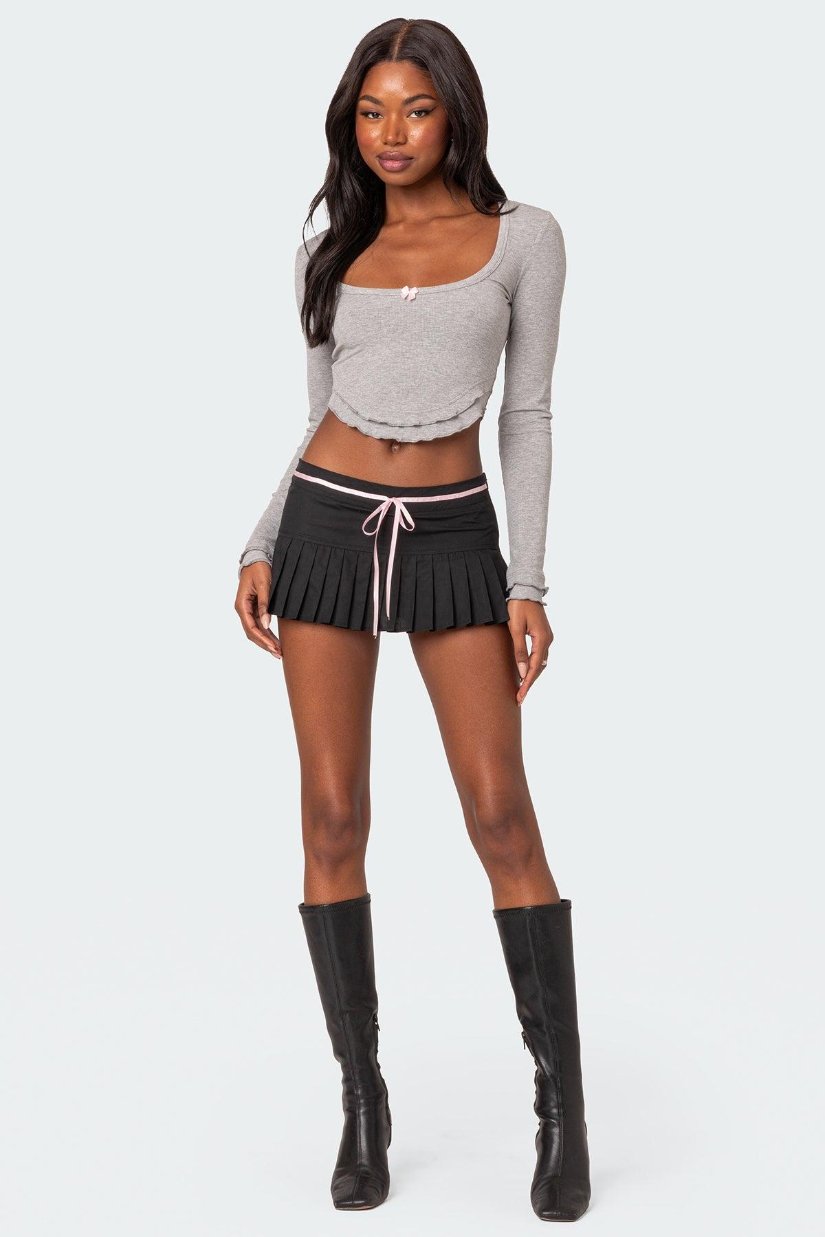 Yara Ribbed Ruffle Hem Top Product Image