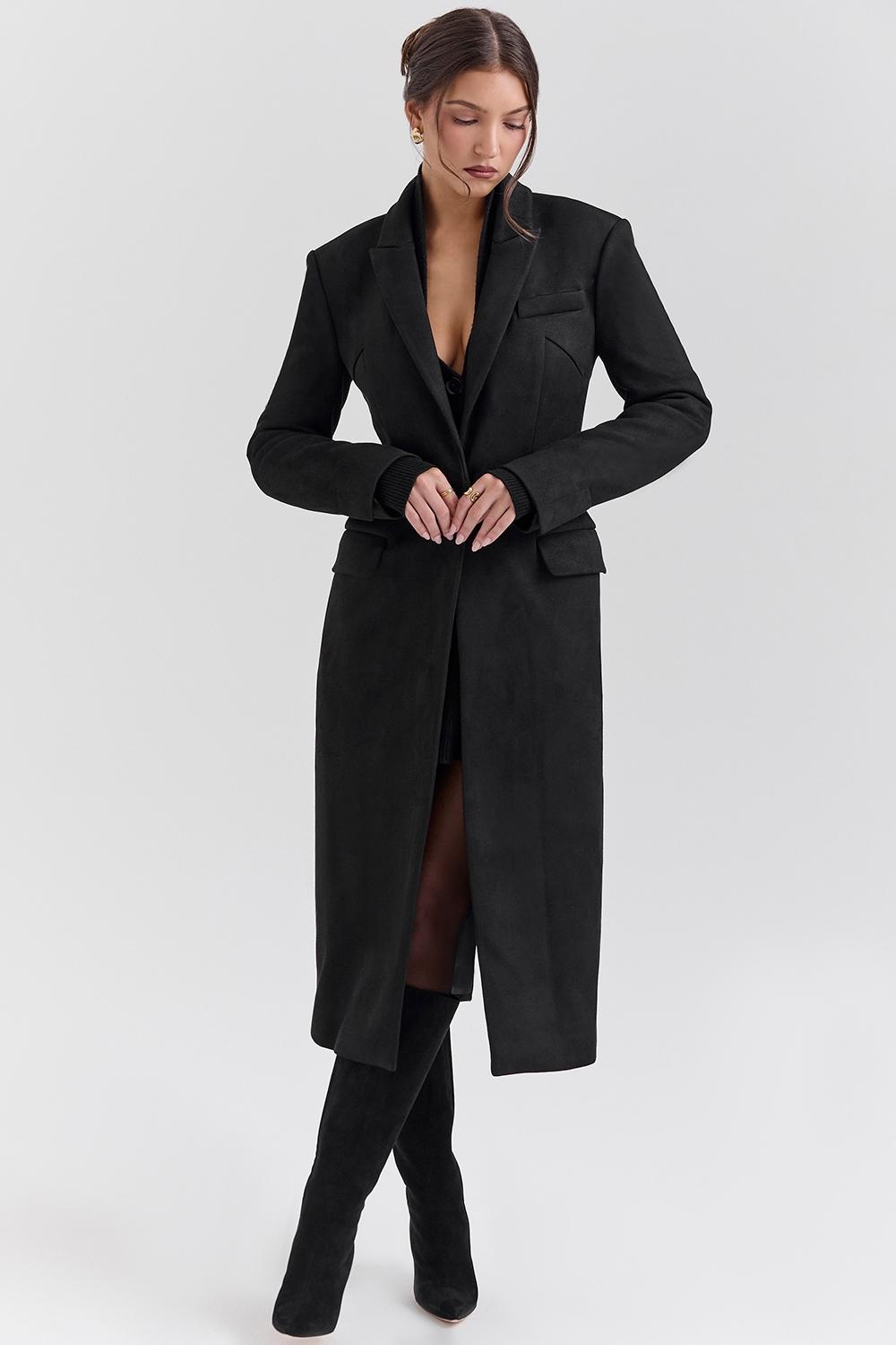 Remi  black single breasted long coat Product Image