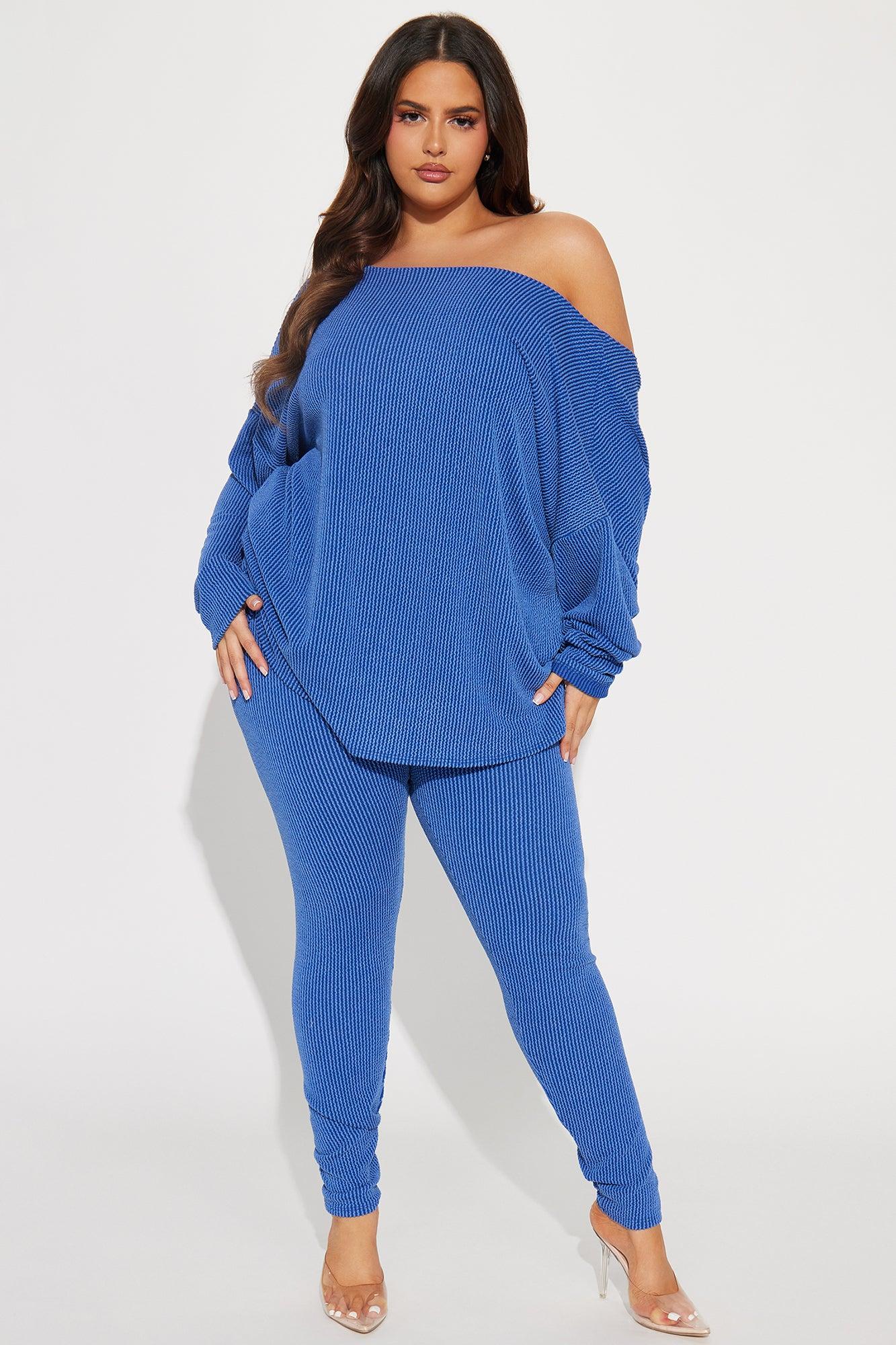 Don't Get Twisted Ribbed Legging Set - Blue Product Image