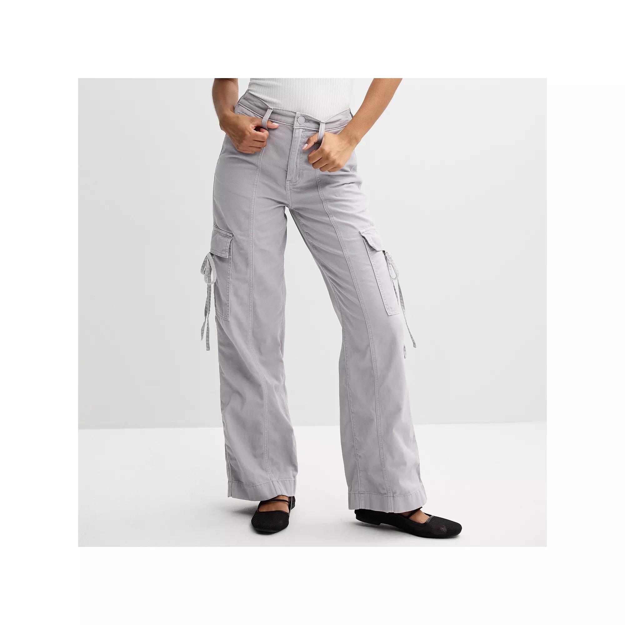 Juniors' SO® Relaxed Fit Bow Cargo Wide Leg Pants, Women's, Size: Medium, Mauvelay Product Image