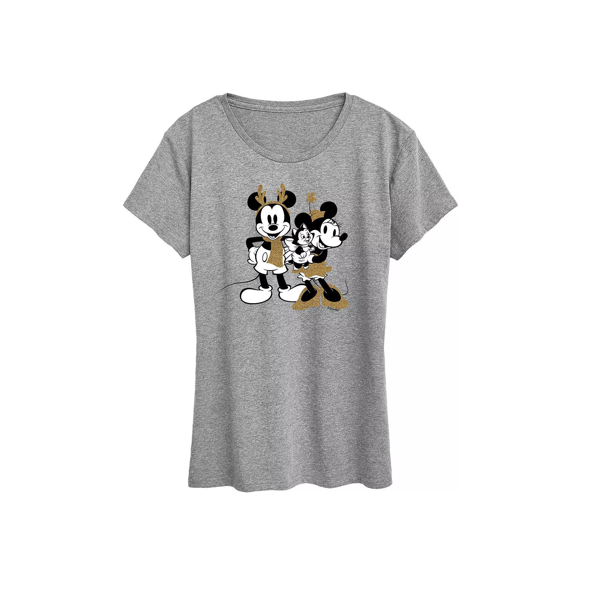 Disney's Mickey Mouse Women's Mickey Minnie Sparkle Graphic Tee, Girl's,  Product Image