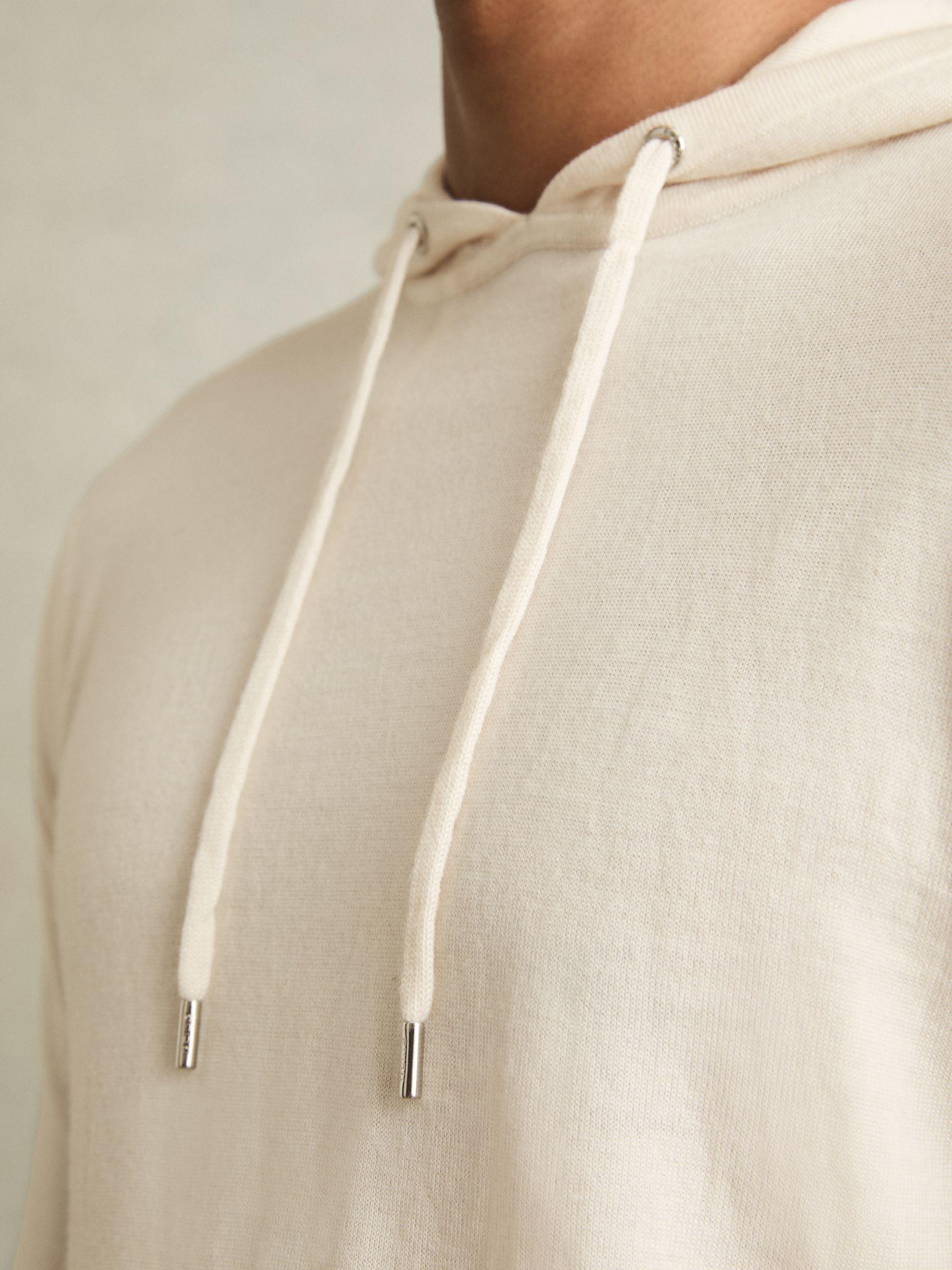 Merino Wool Drawstring Hoodie in Snow White Product Image