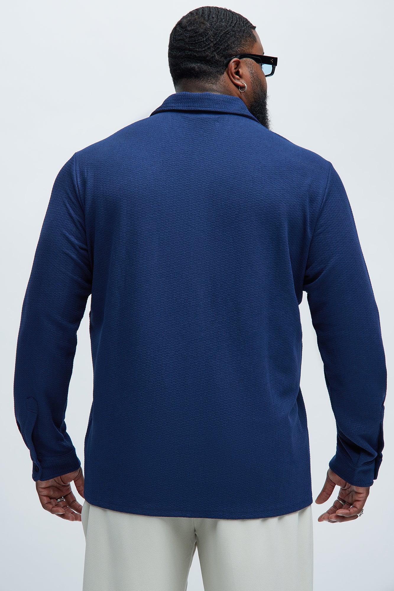 Capstan Textured Button Up Shirt - Navy Product Image