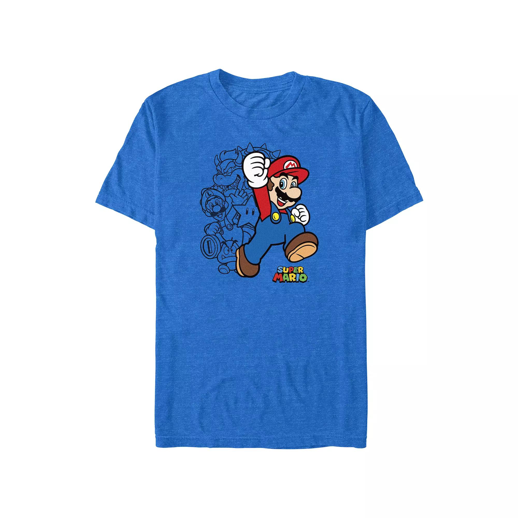 Big & Tall Super Mario Bros And Company Graphic Tee, Men's, Size: XL Tall, Royal Grey Product Image