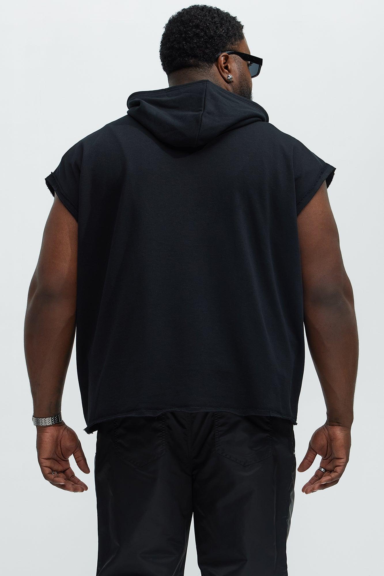 Von Dutch Contrast Stitch Sleeveless Hoodie - Black Product Image