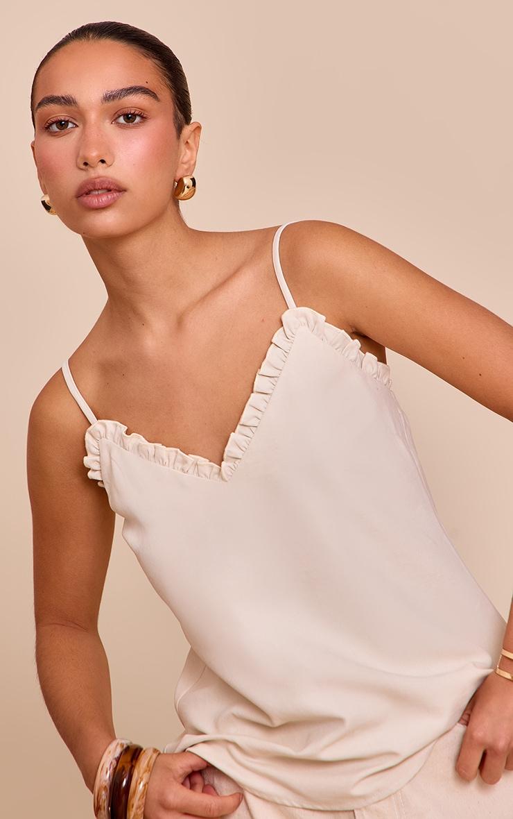 Cream Peach Skin Frill Detail Cami Product Image