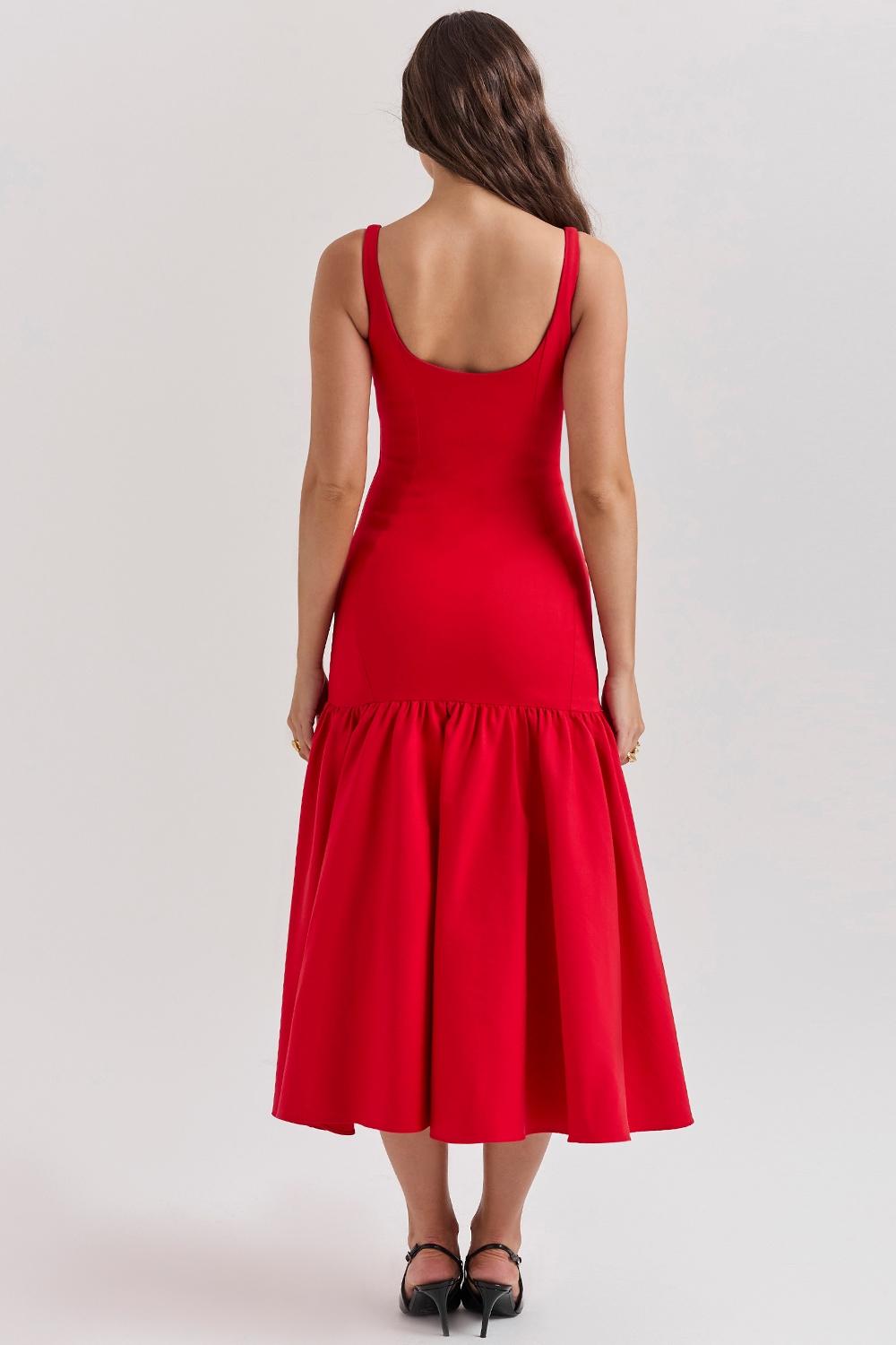 Amore  scarlet dropped waist midi dress Product Image