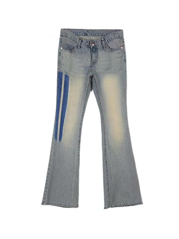 Washed Low Waist Stretchy Flare Jeans Product Image