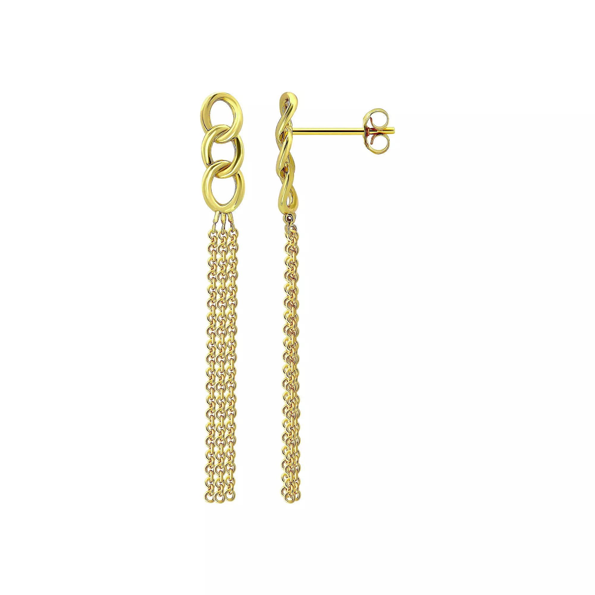 Aleure Precioso Sterling Silver Multi Chain & Triple Drop Earrings, Women's, Gold Tone Product Image