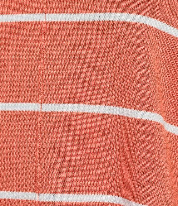 Investments Striped 3/4 Sleeve V-Neck Ribbed Trim Sweater Product Image