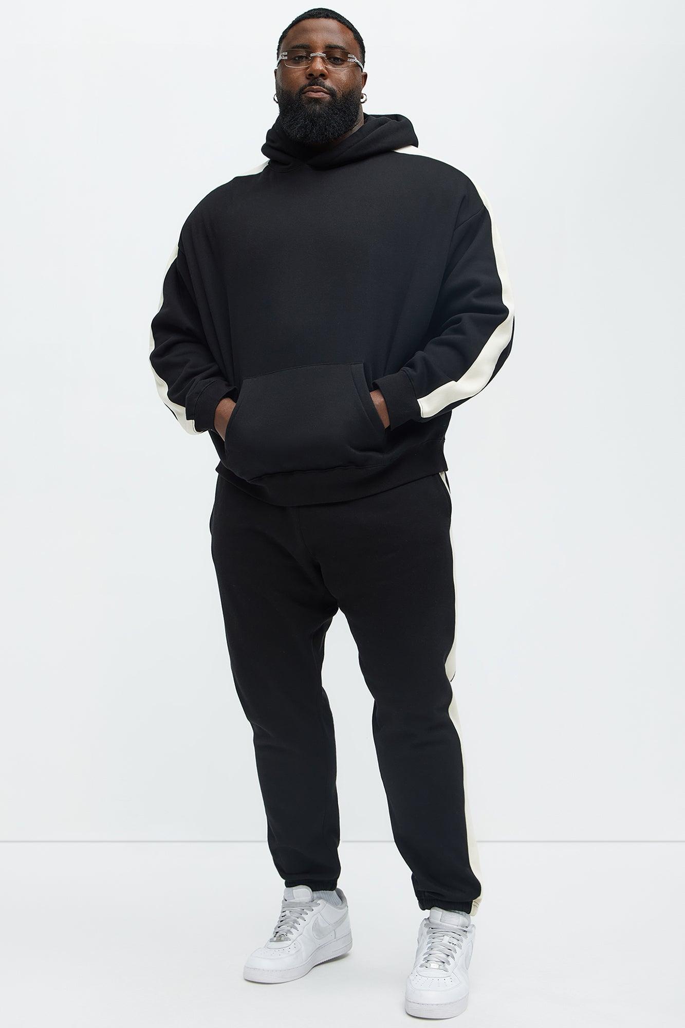 Tyson Heavyweight Oversized Striped Hoodie - Black Product Image