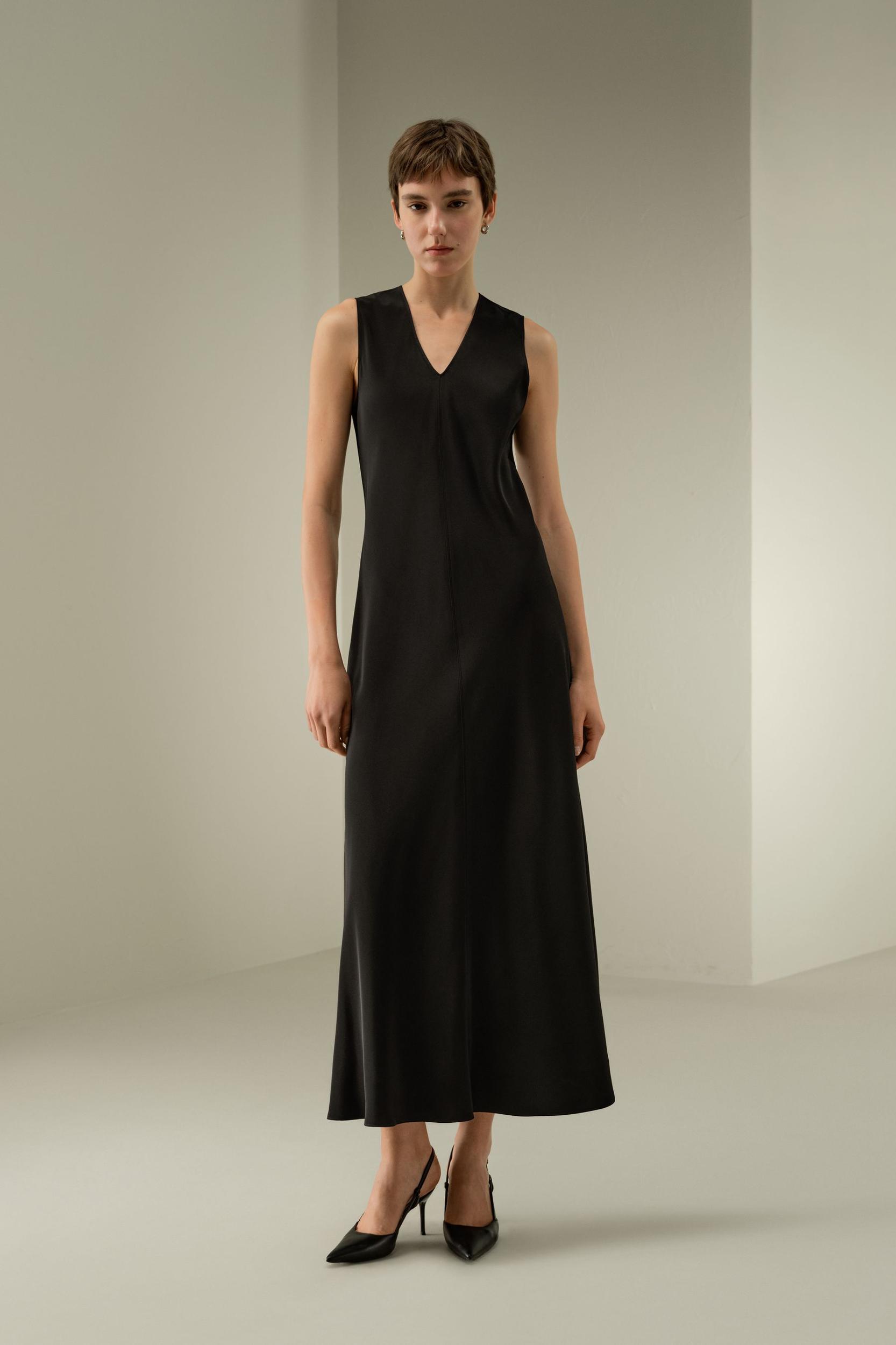 LILYSILK Silk Dress for Women - Natural White 100% Natural Pure Silk - Ultimate Luxury V-Neck Maxi Dress Product Image