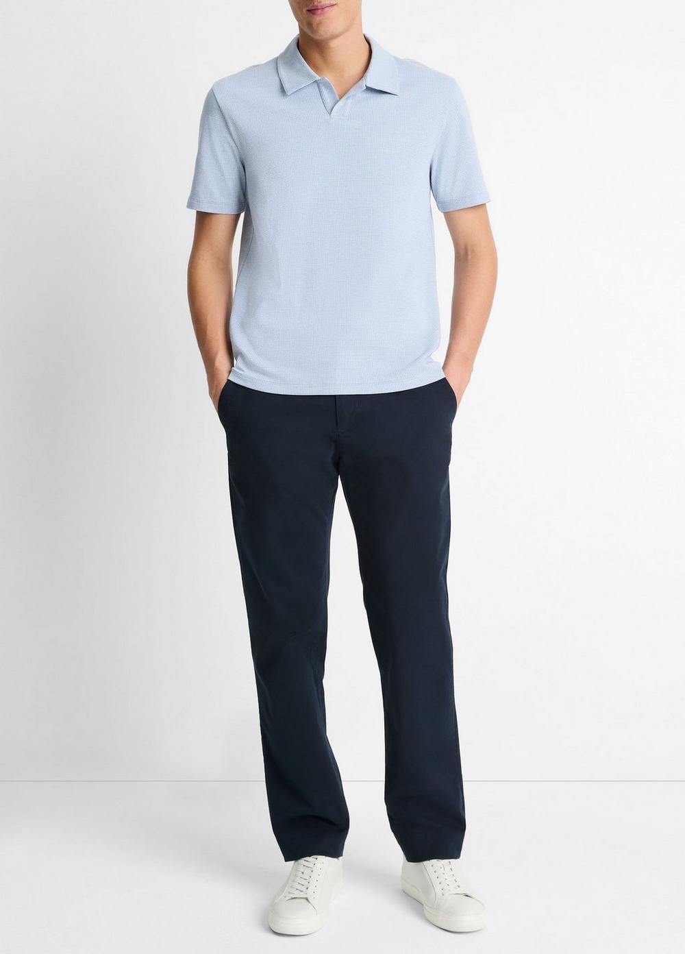 Houndstooth Pima Cotton Johnny-Collar Polo Shirt Product Image