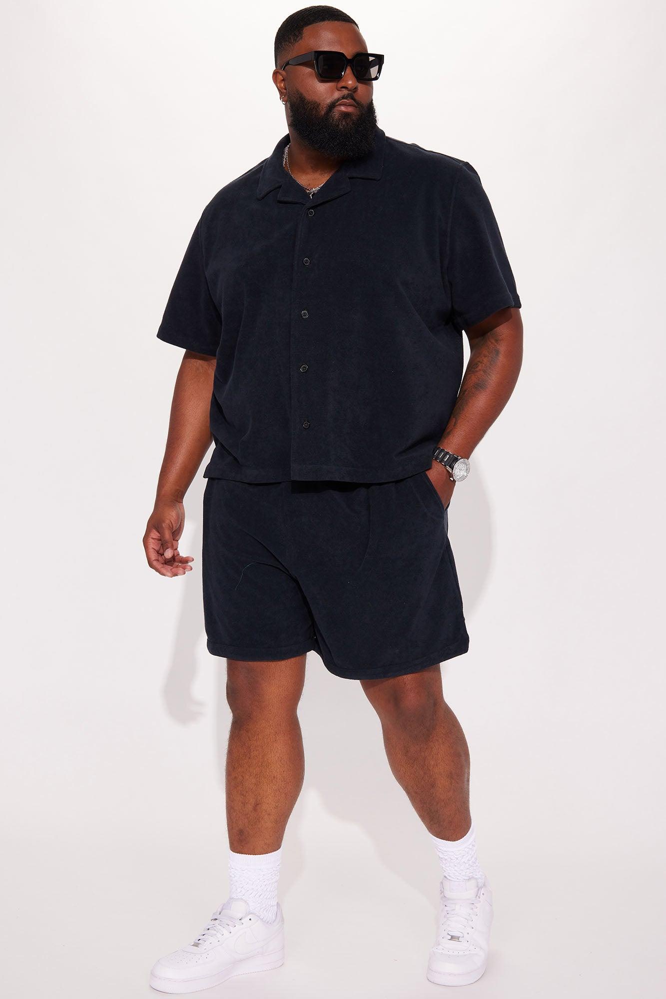 Dipped Terry Knit Shorts - Black Product Image