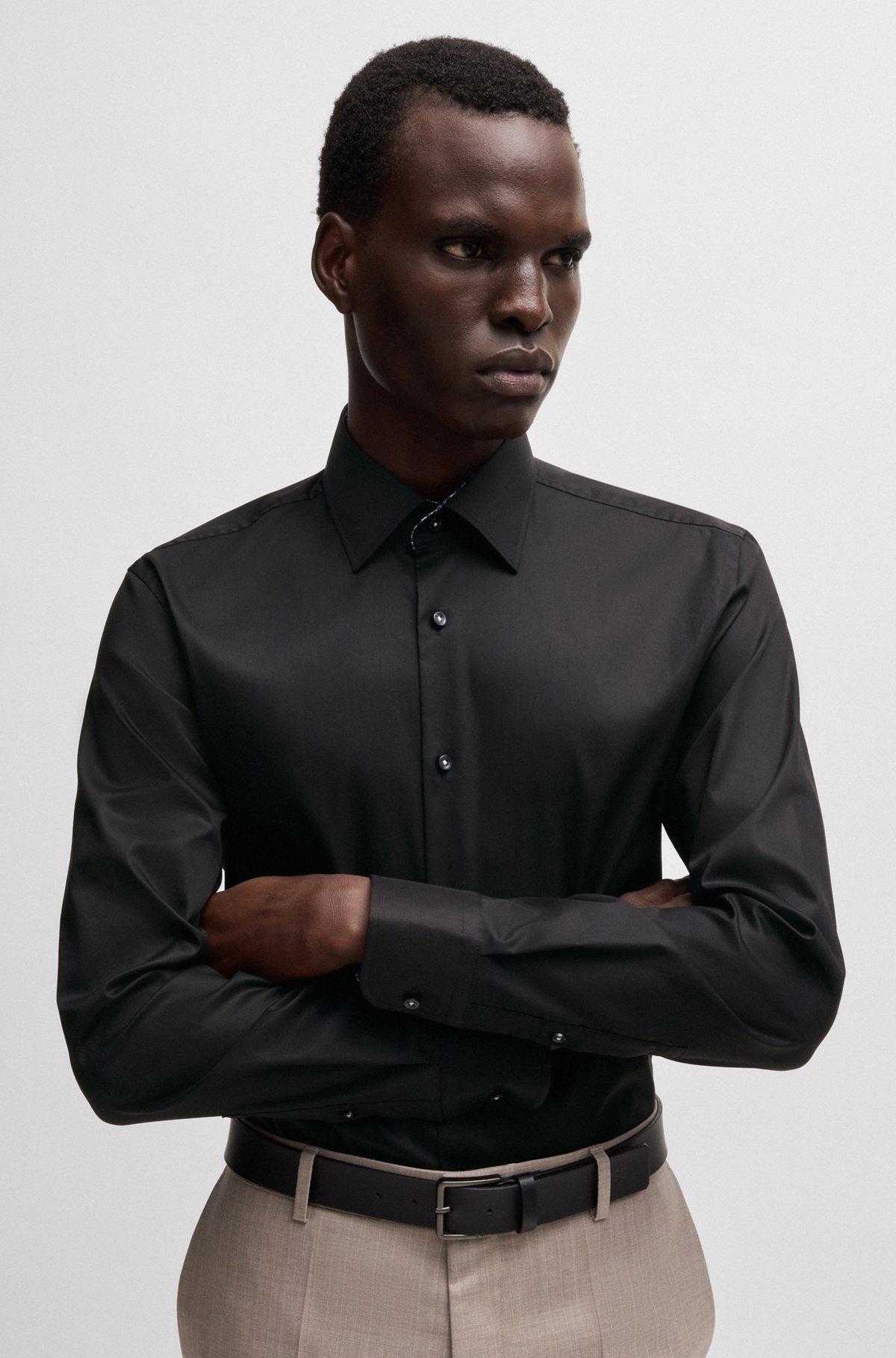 Slim-fit shirt in easy-iron cotton poplin Product Image