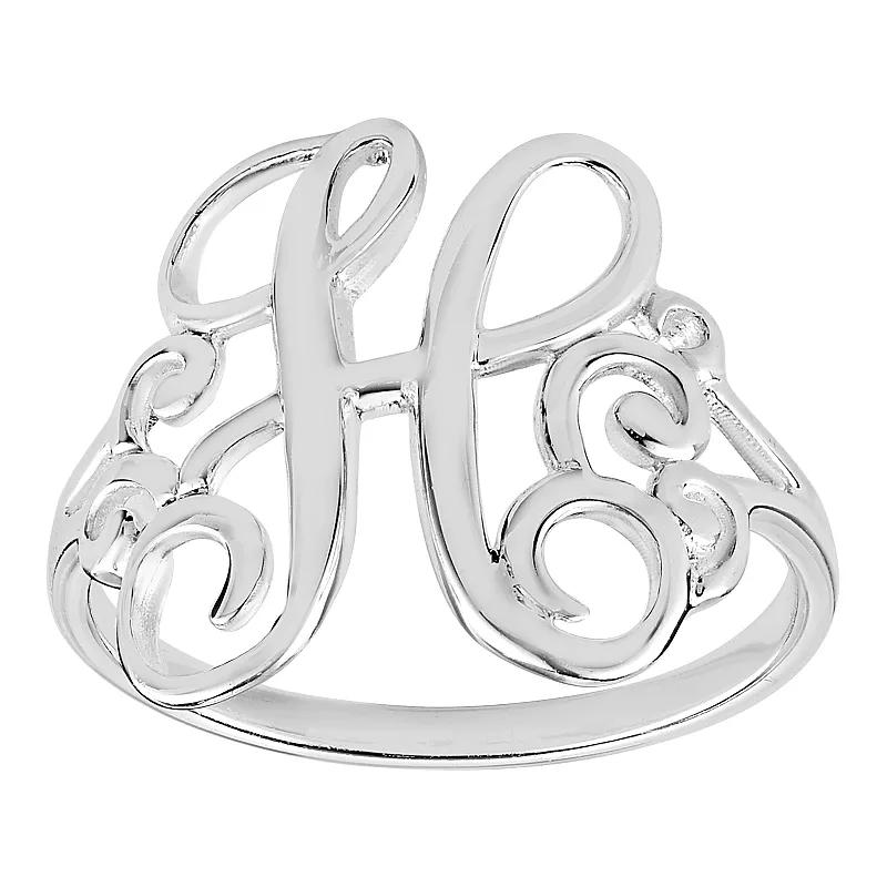 PRIMROSE Sterling Silver Monogram Initial Ring, Women's, Size: 8, H Product Image