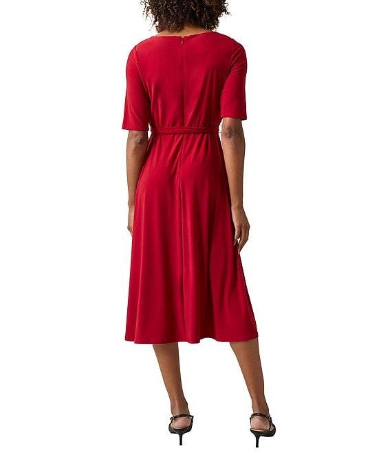 Kasper Fit And Flare Crew Neck Short Sleeve Midi Dress Product Image