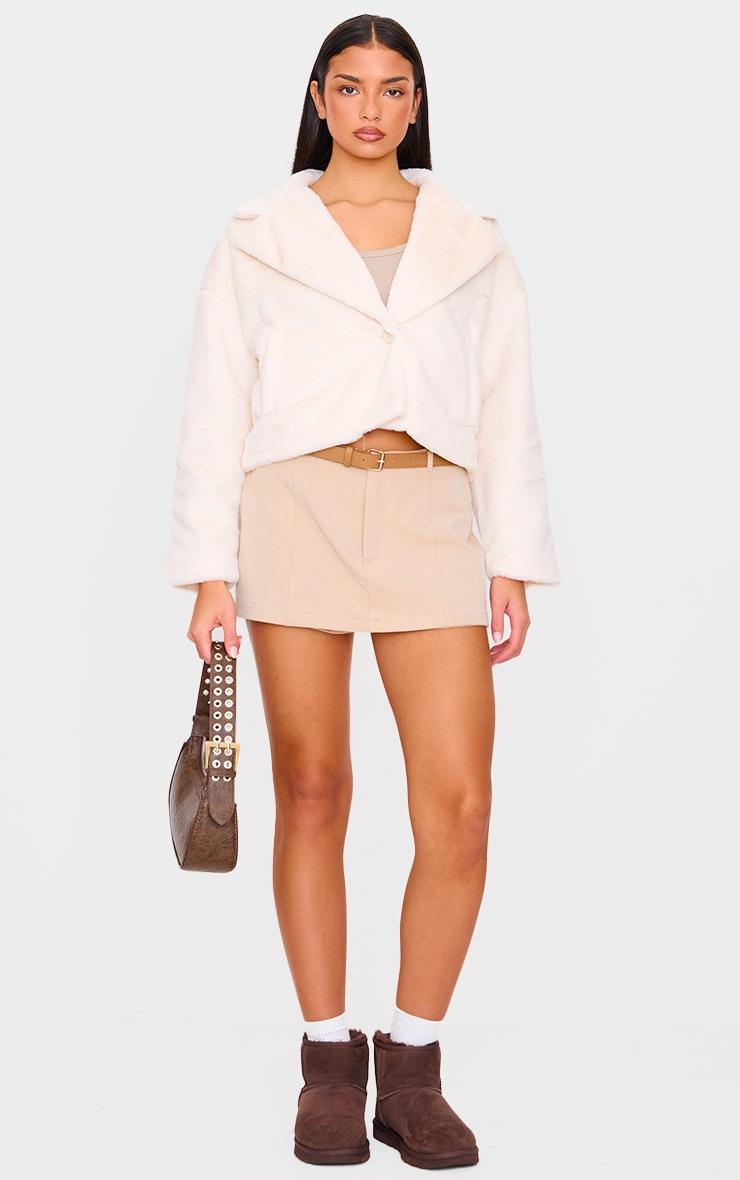 Cream Faux Fur Cropped Blazer Product Image