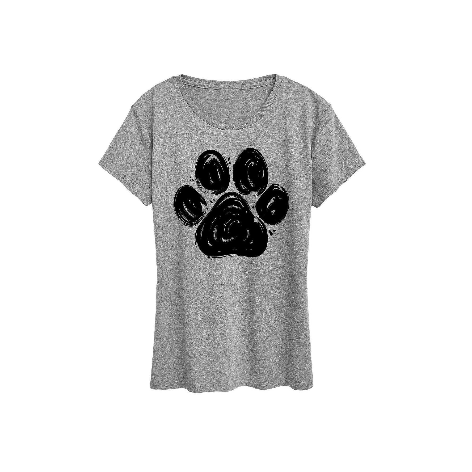 Women's Brushstroke Paw Print Graphic Tee, Girl's,  Product Image