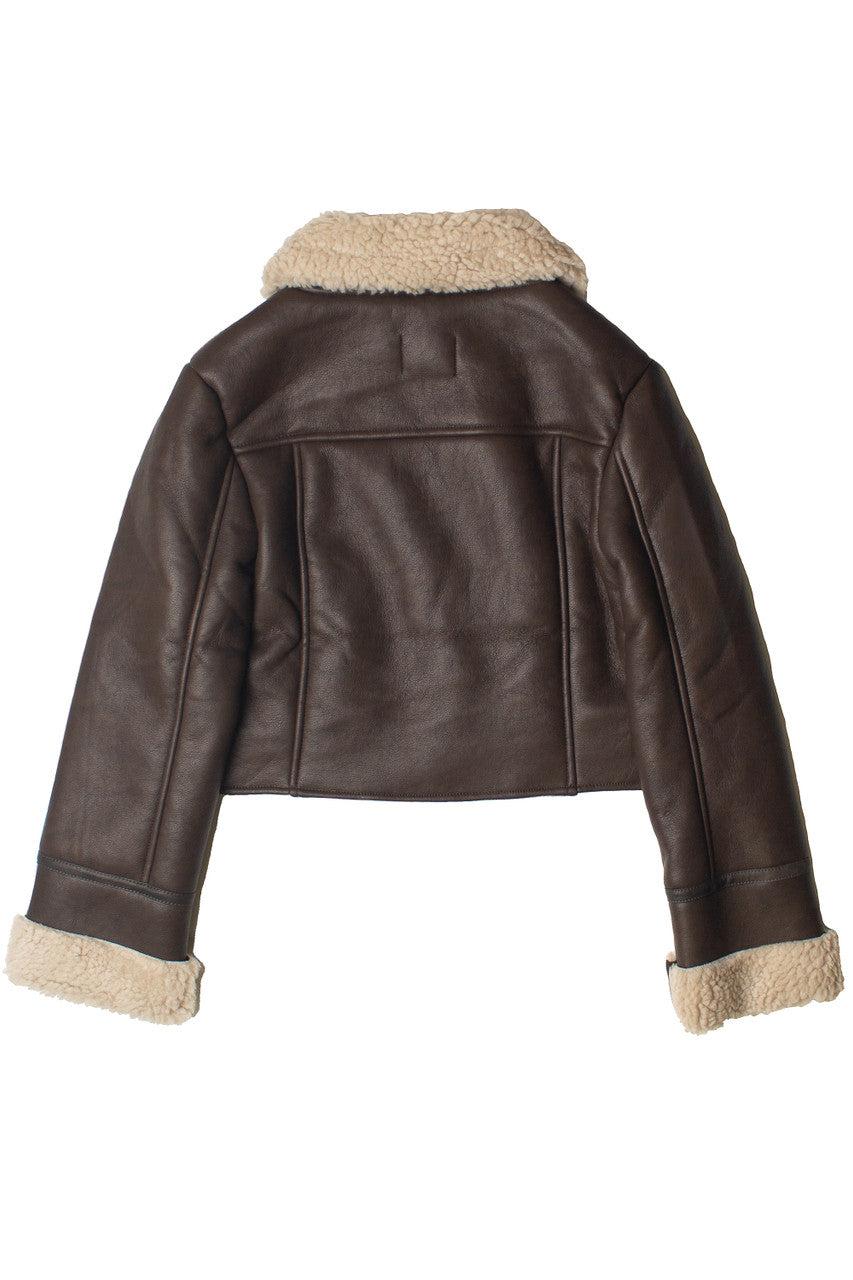 Faux Fur Lined Pleather Bomber Jacket Product Image