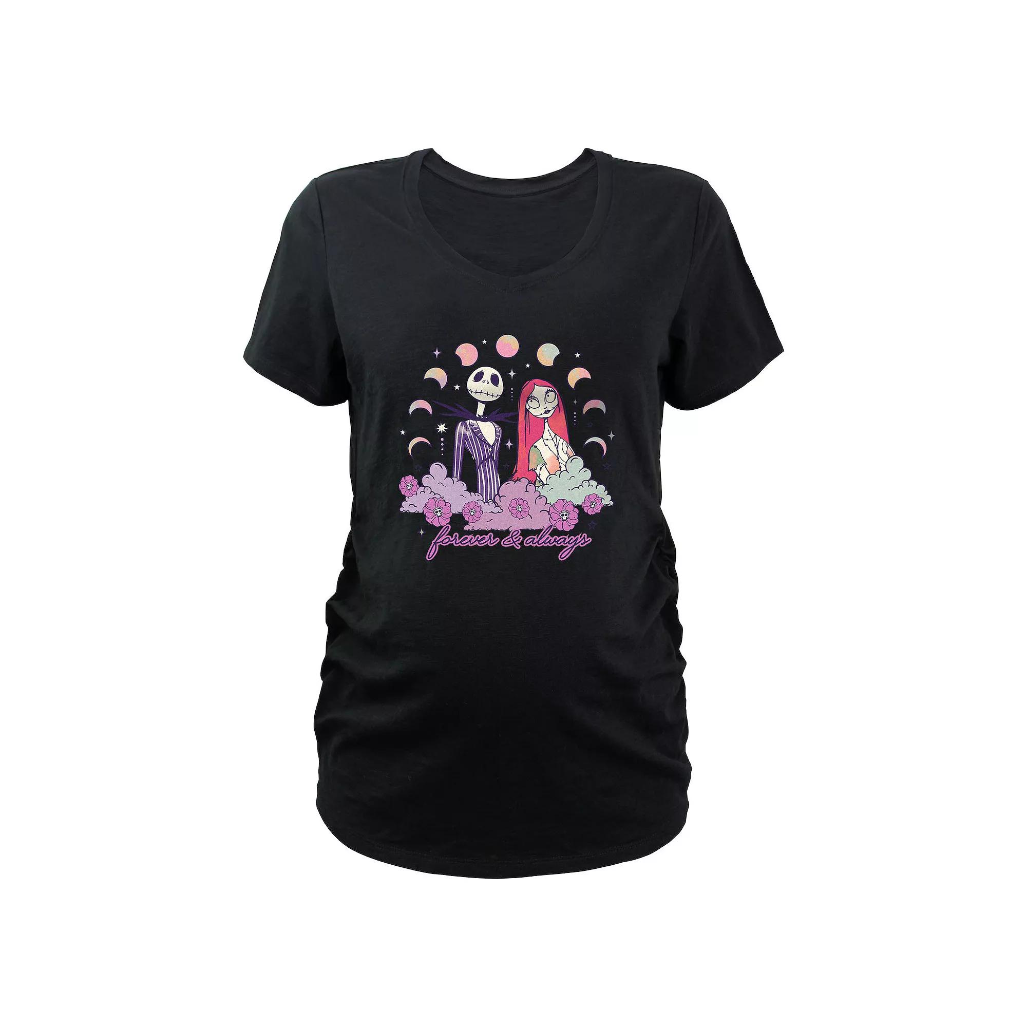 Disney's The Nightmare Before Christmas Jack Skellington And Sally Forever & Always Maternity Graphic Tee, Women's, Size: Large-Mat, Black Product Image