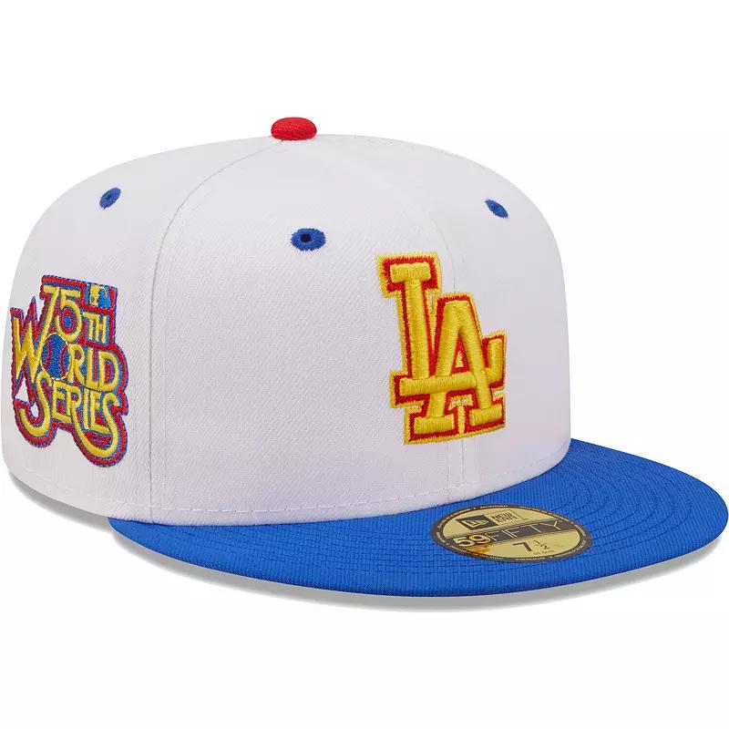 Men's New Era White/Royal Los Angeles Dodgers 75th World Series Cherry Lolli 59FIFTY Fitted Hat,  Product Image