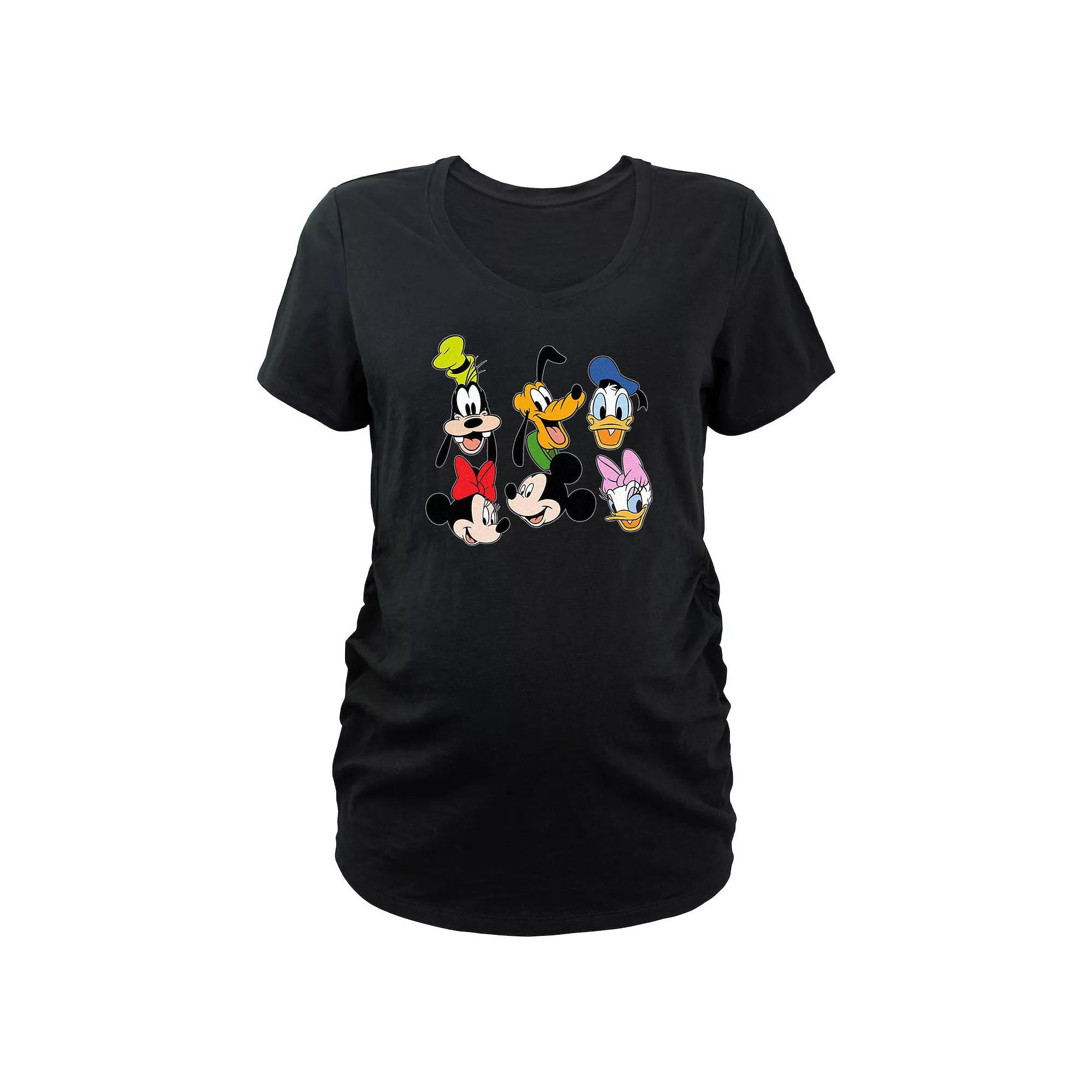 Maternity Mickey Mouse And Friends Lineup V-Neck Graphic Tee, Womens Product Image