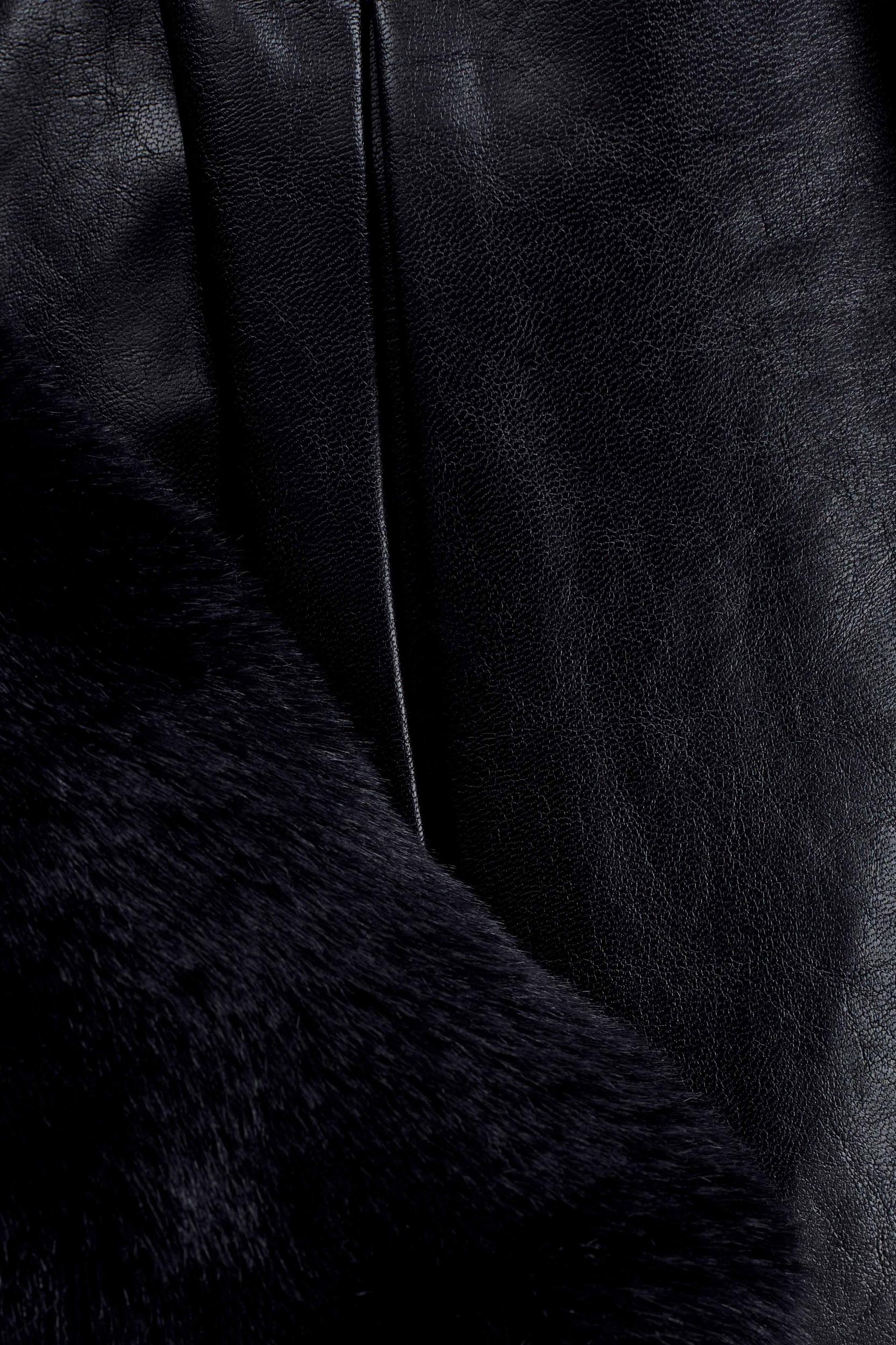 Bec Faux Leather Trench Coat With Faux Fur - Black Product Image