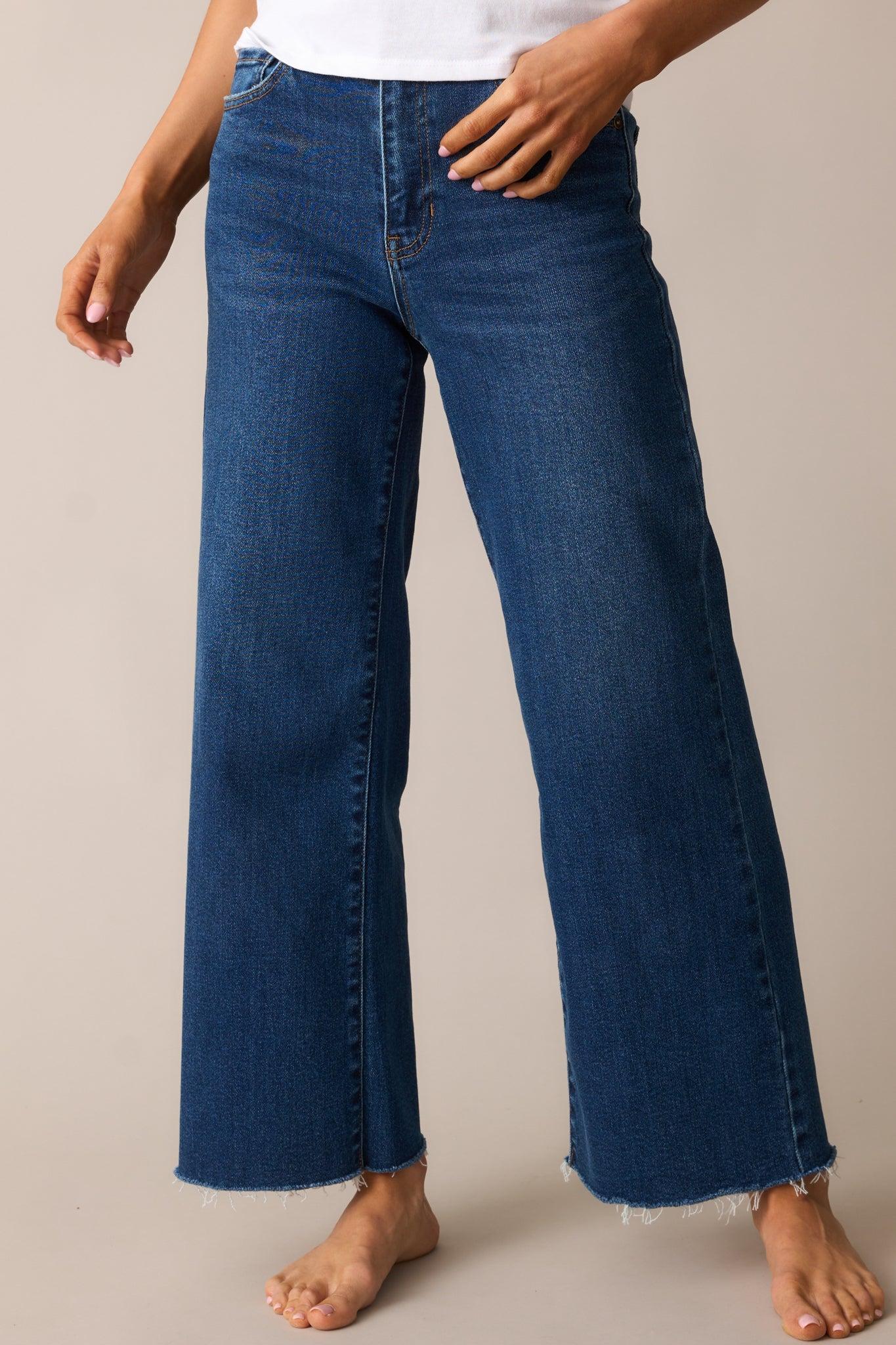Already On It Dark Wash Wide Leg Jeans Product Image