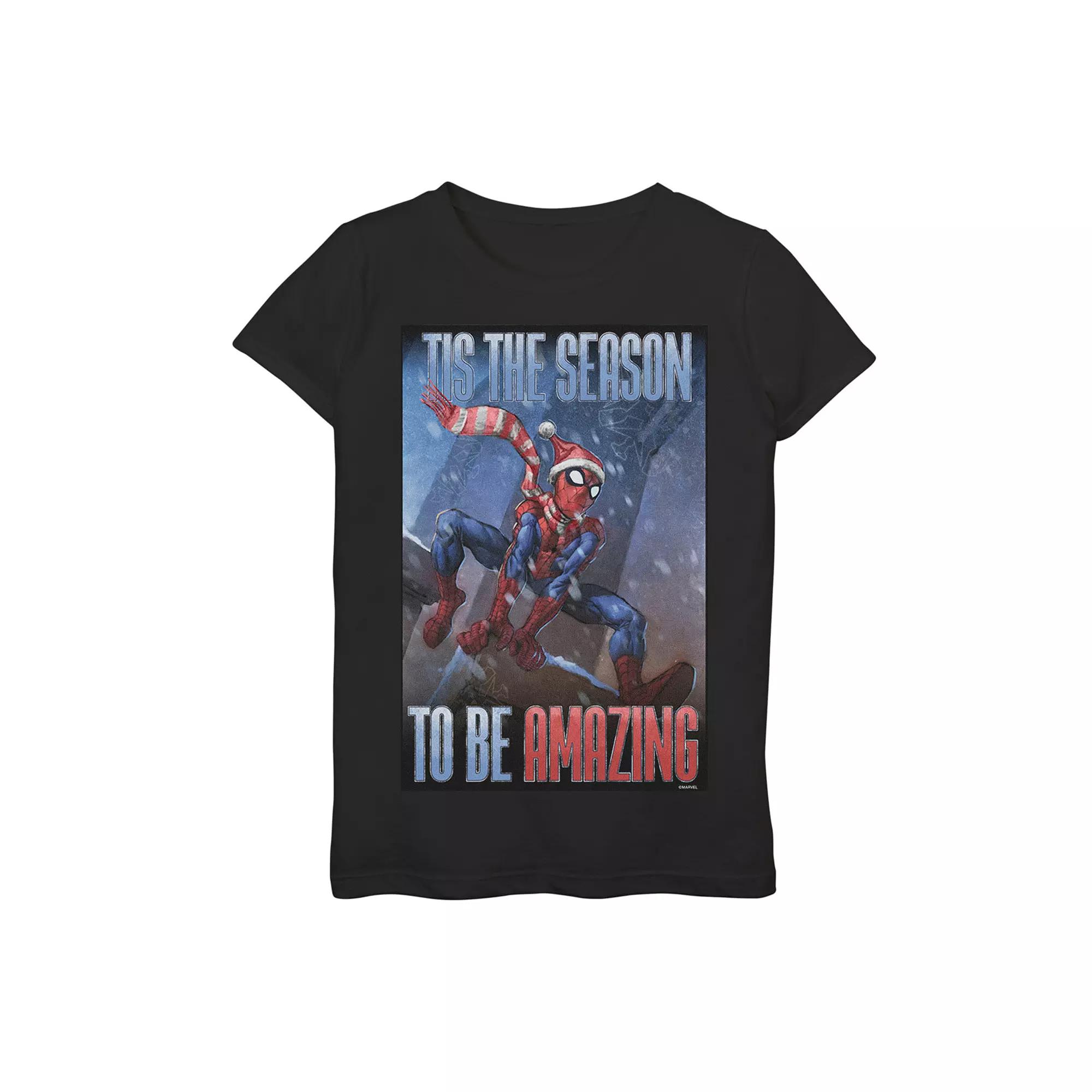 Girls 7-16 Marvel Spider-Man "Tis The Season To Be Amazing" Tee, Girl's,  Product Image